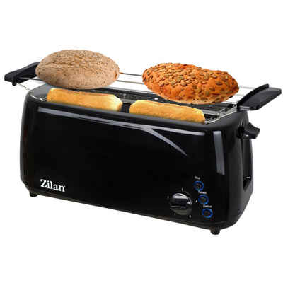 Zilan Toaster ZLN-2713, 2 lange Schlitze, für 4 Scheiben, 1400 W, mit Brötchenaufsatz