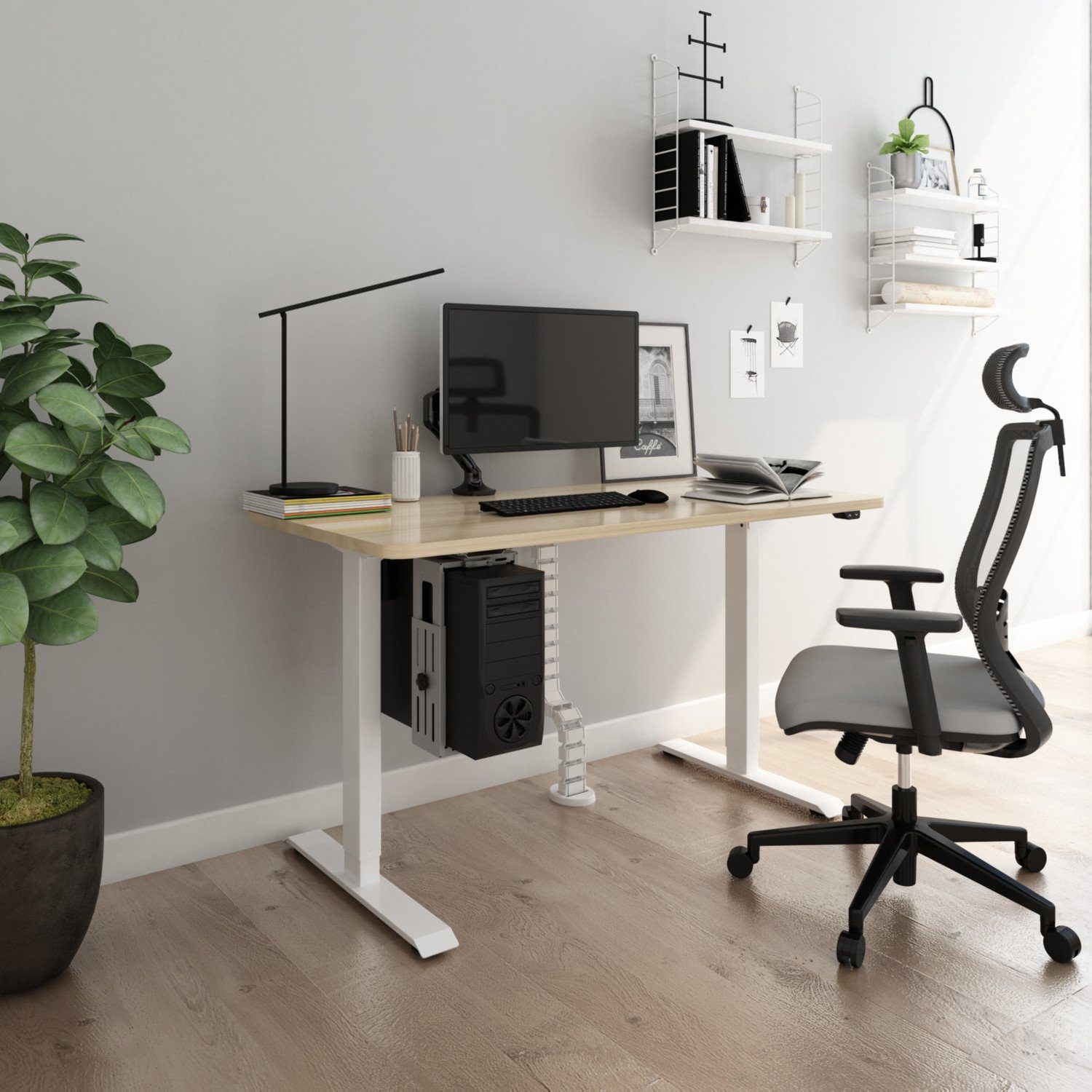 von Platten Natur24 Tischgestell Höhenverstellbares Schreibtischgestell Weiß 100-160cm für