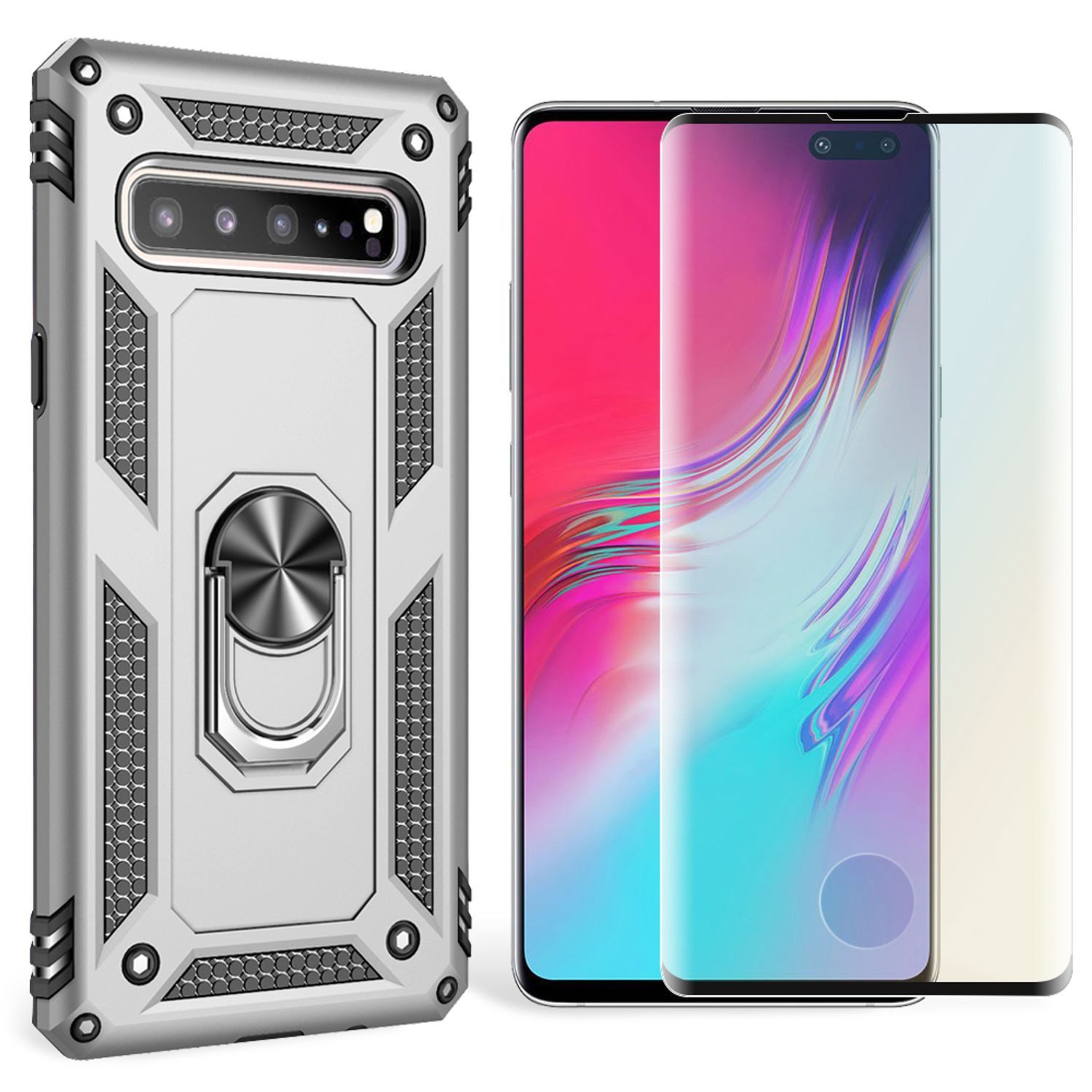 Nalia Smartphone-Hülle Samsung Galaxy S10 5G 17 cm (6,7 Zoll), Outdoor Military Style Hülle mit Ring / Extrem Schützend / Panzer Case