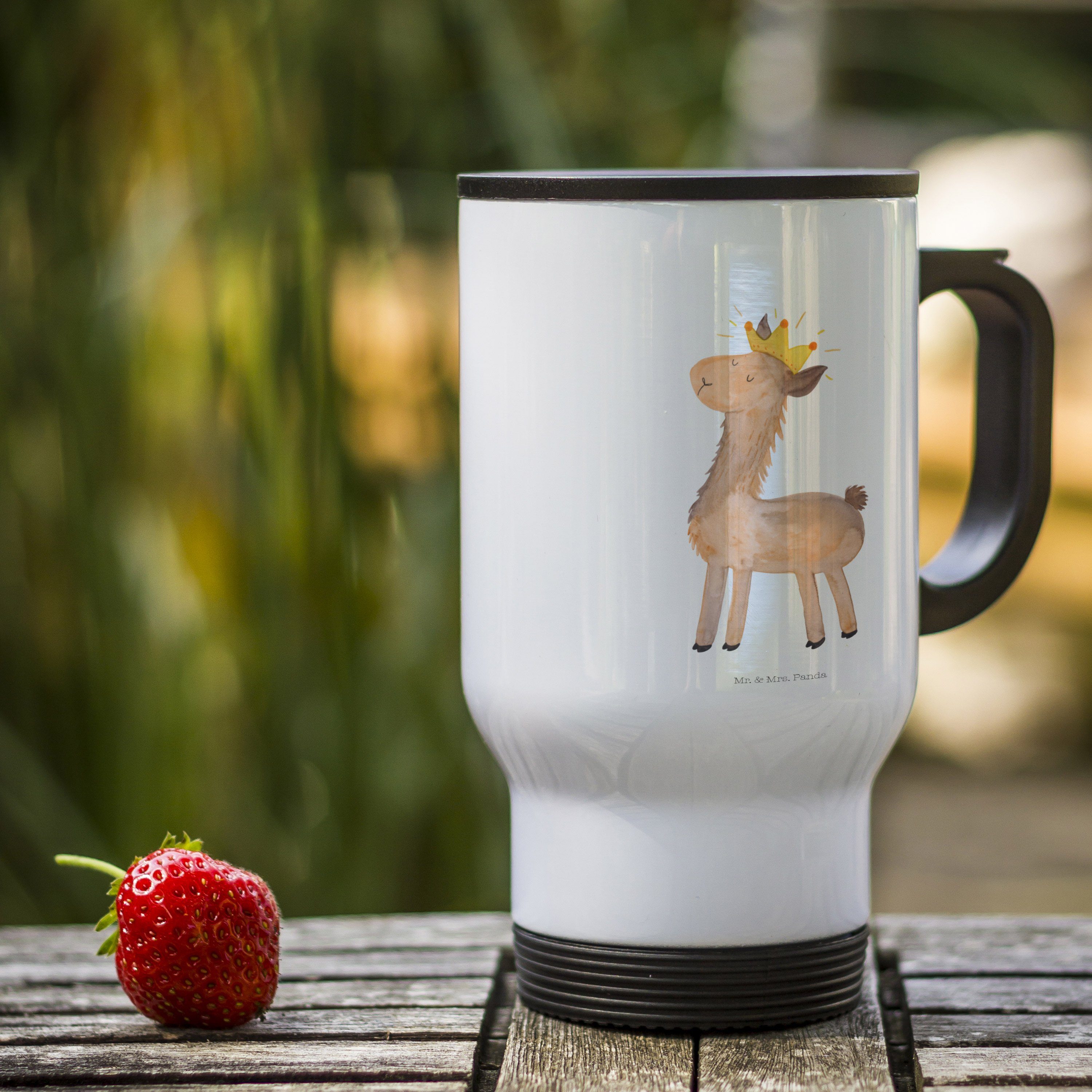 Mr. & Mrs. Panda Thermobecher Lama König, Kaffeebecher To Go, Weiß, Abitur, Thermobecher, Lamas, th, Edelstahl, reise thermobecher Thermobecher Auto edelstahl thermobecher