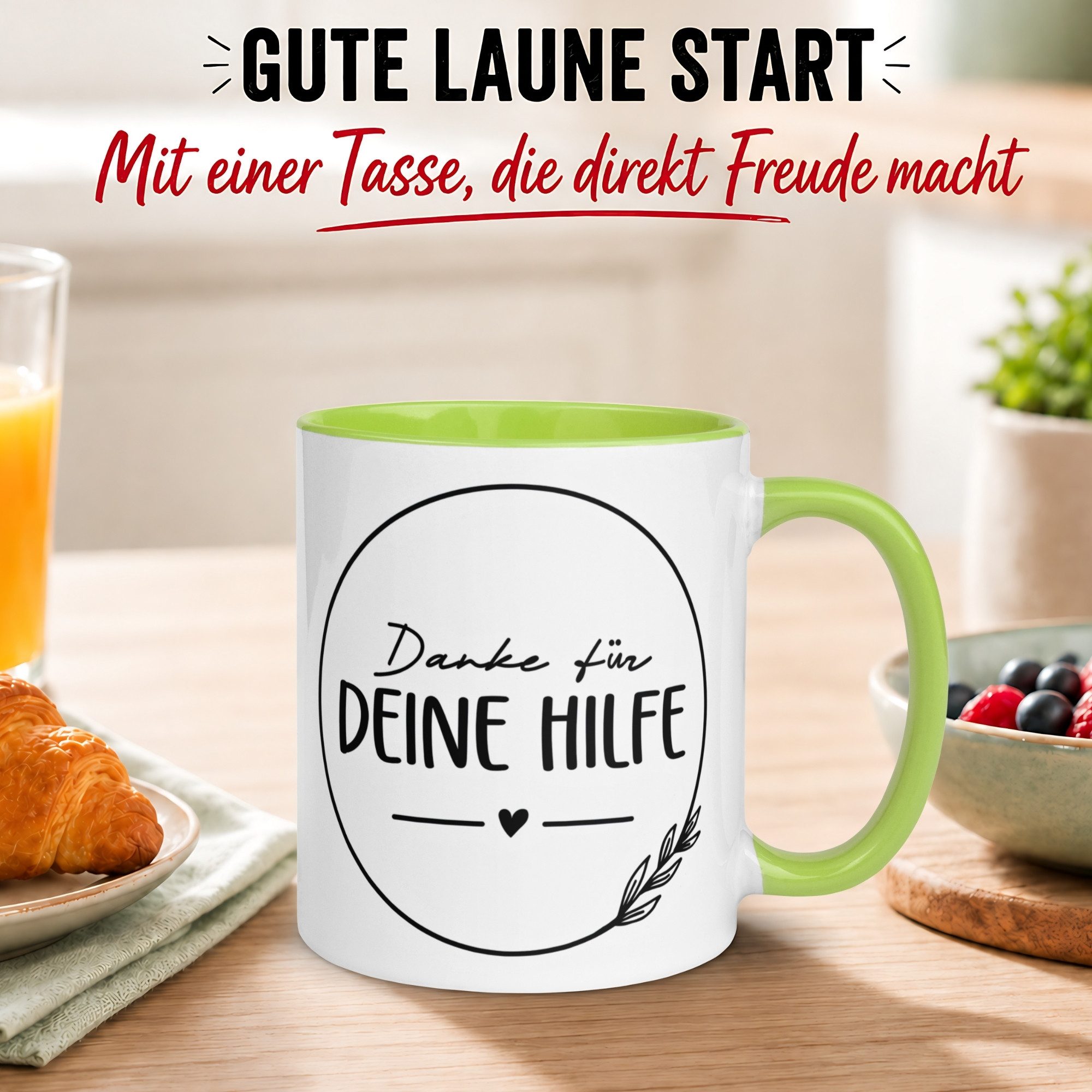 Momentals Tasse Danke – „Ein herzliches Danke für deine Hilfe“ – Dankeschön Geschenke, Gratis Versand · Links-&Rechtshänder · Spülmaschinenfest