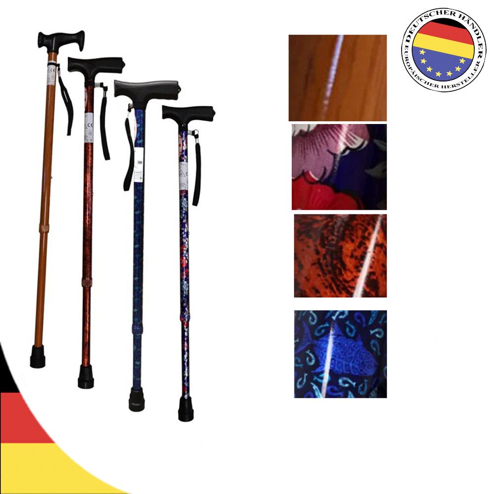 Antar Gehstock Aluminium höhenverstellbar mit Derbygriff