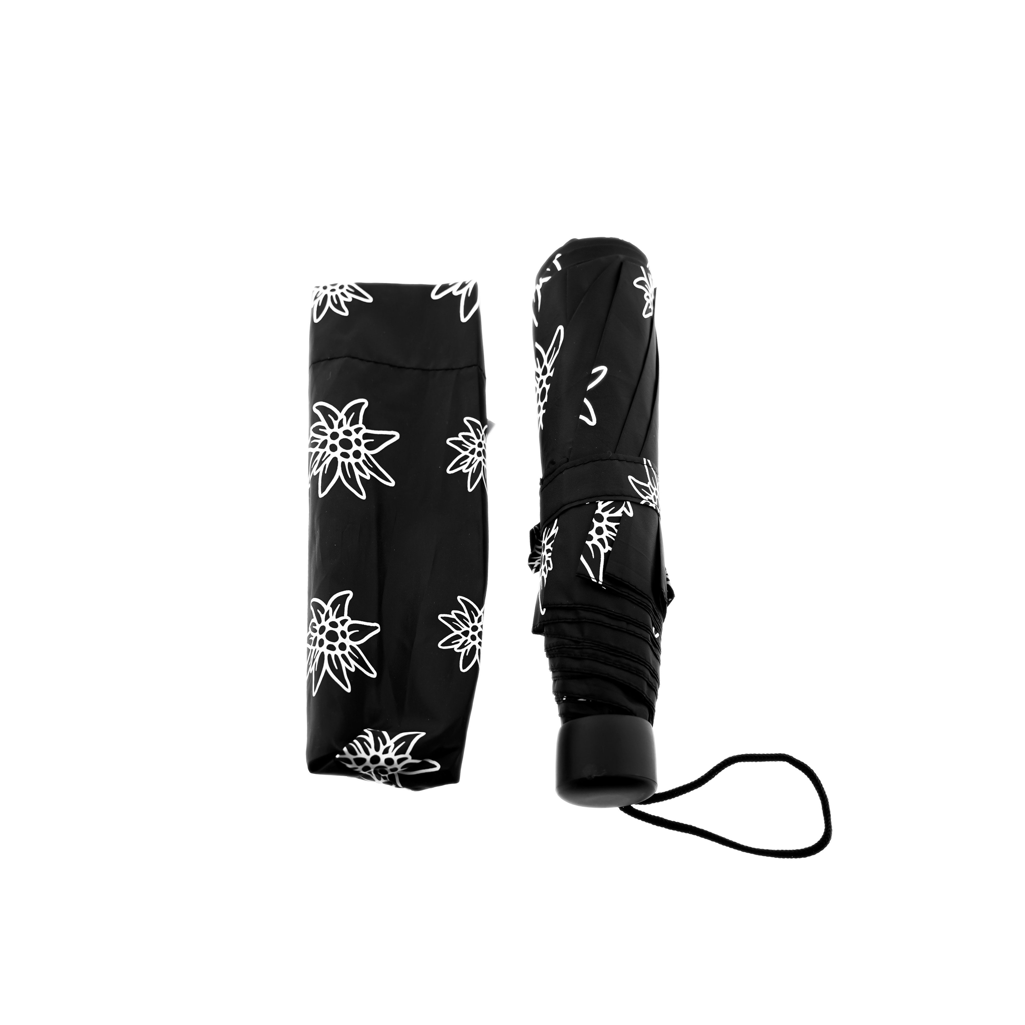 Susino Taschenregenschirm mit Schutzhülle & Blumenmuster - farbenfroh & wetterfest