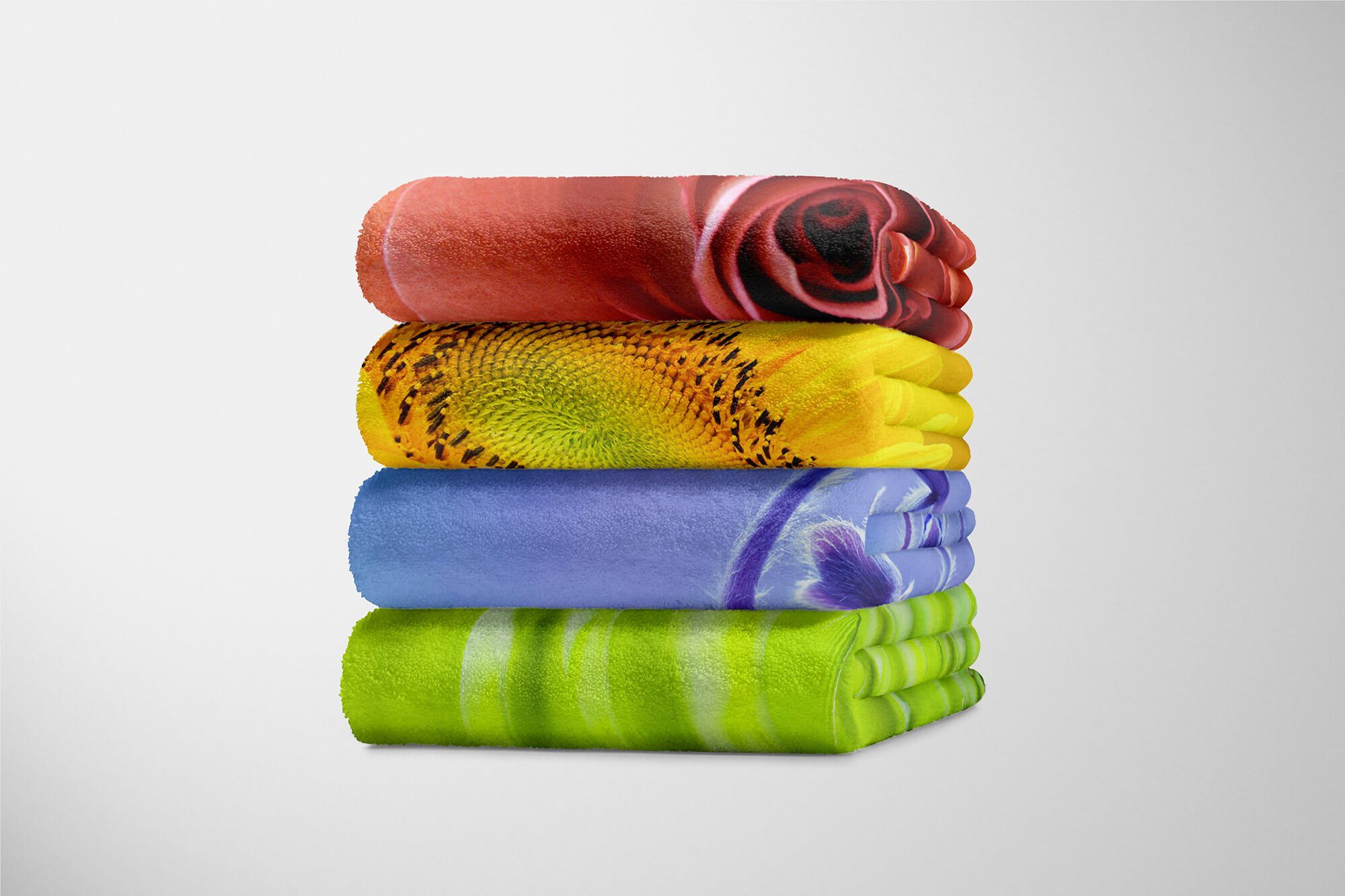 Sinus Art (1-St), Baumwolle-Polyester-Mix Knospen Handtuch Handtücher mit Fotomotiv Blumen Strandhandtuch Handtuch Kuscheldecke Bla, Saunatuch