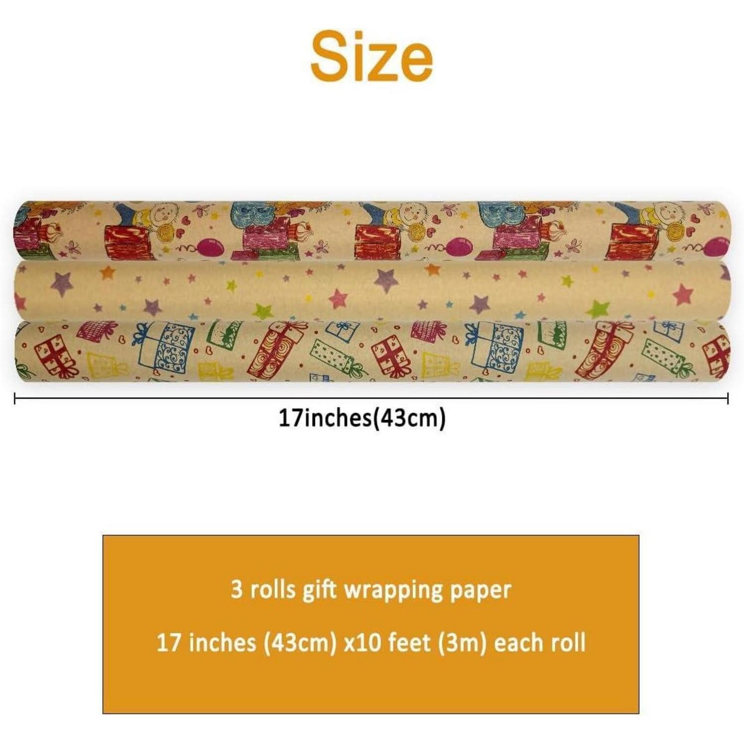 LuxusKollektion Geschenkpapier Geschenkpapier Kraftpapier 3 Rollen Geburtstag Partys Stern