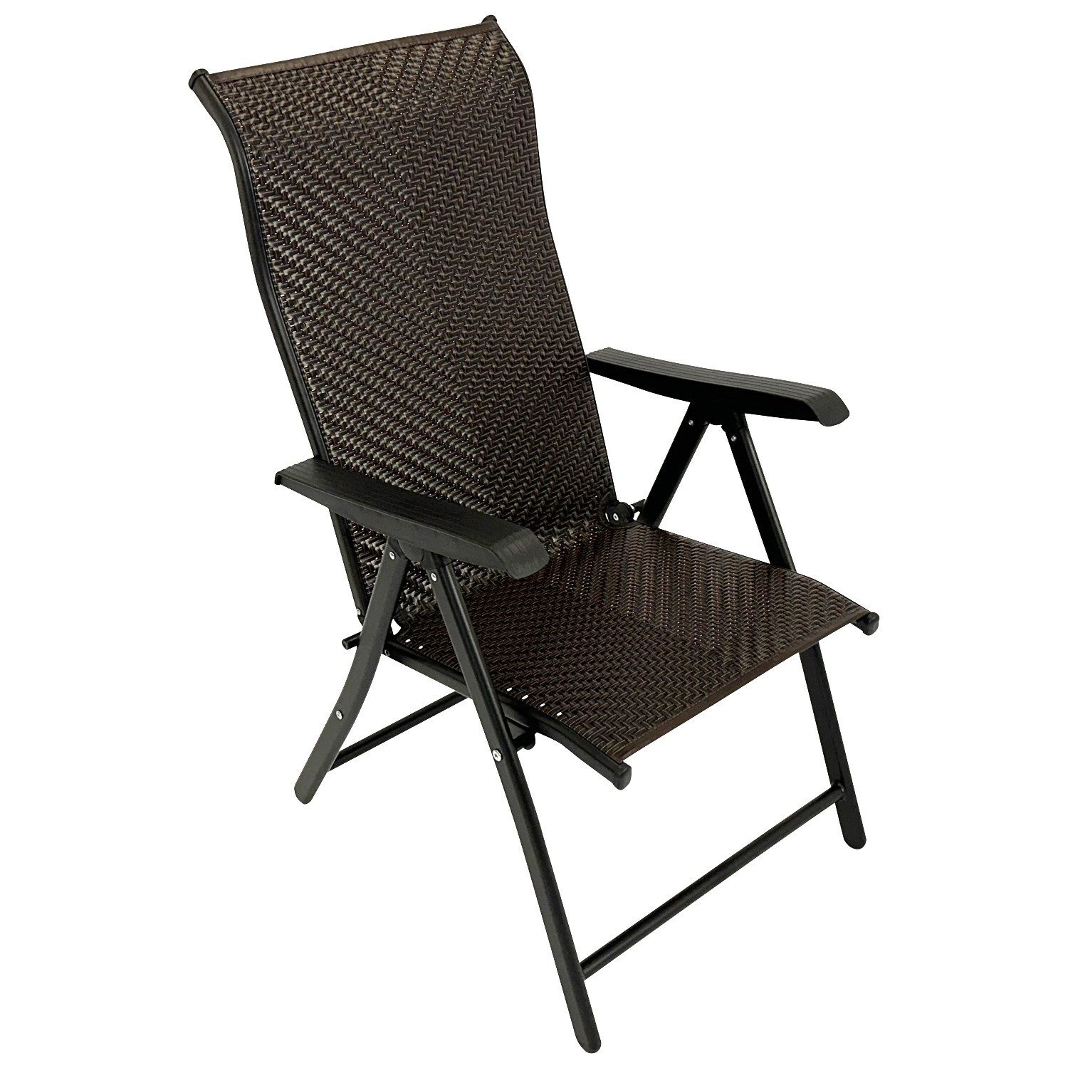 TPFGarden Gartenstuhl BRISTOL (Klappsessel Hochlehner, Gartenstuhl aus Stahl + Polyrattan in braun), Hochwertiger Outdoor Stuhl mit den Maßen (BxHxT): 58 x 111 x 71 cm