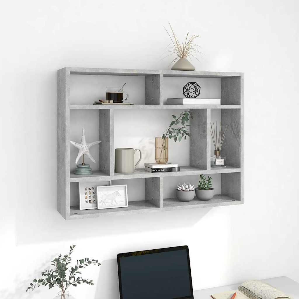 furnicato Wandregal Stilvolles 75 x 16 x 55 cm in Betongrau, 1-tlg., Robuster Hängeregal-Schrank mit offenen Fächern für mehr Stauraum