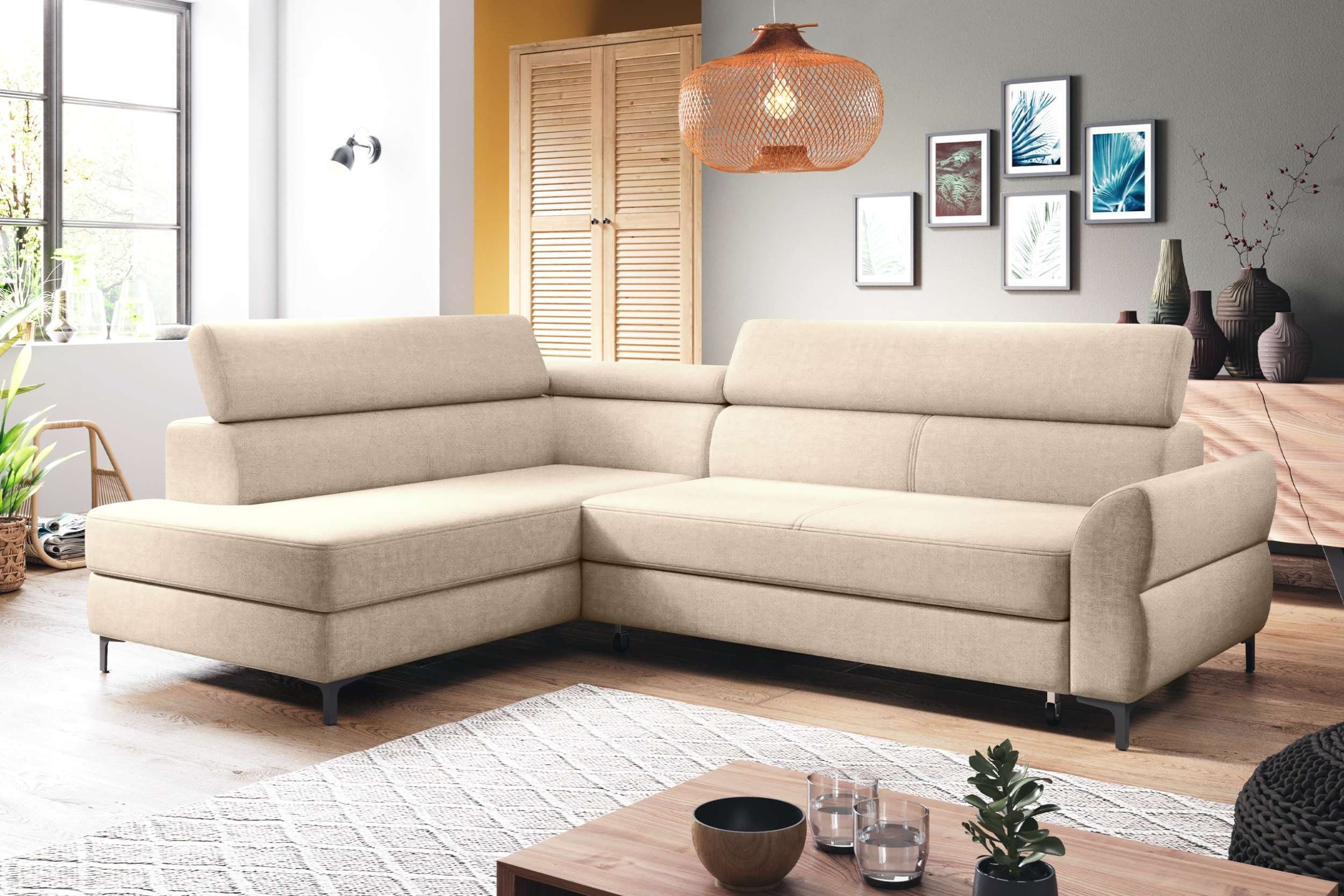 Stylefy Ecksofa Stylefy Parker Ecksofa, L-Form, Eckcouch, wahlweise mit Bettfunktion, mit Bettkasten, mane links oder rechts bestellbar, inklusive Kopfteilverstellung