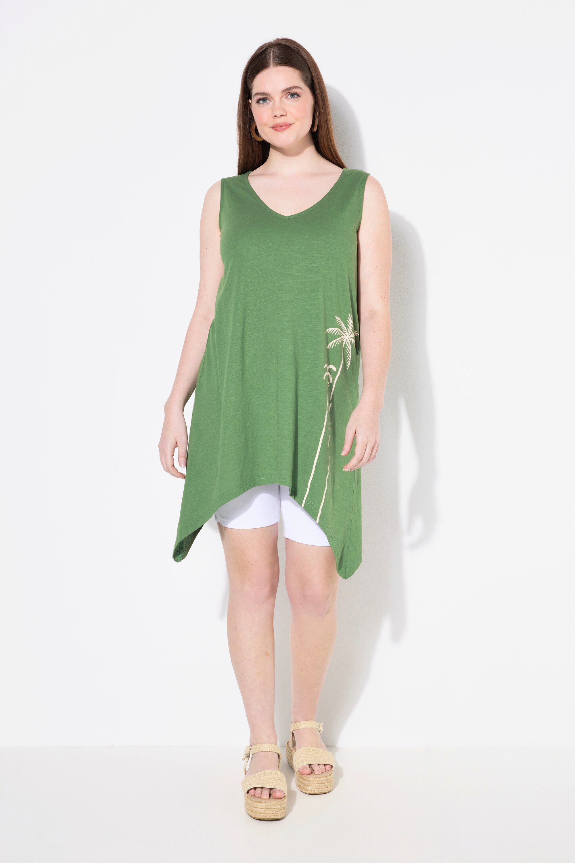 Ulla Popken Longtop Top Zipfelsaum V-Ausschnitt günstig online kaufen