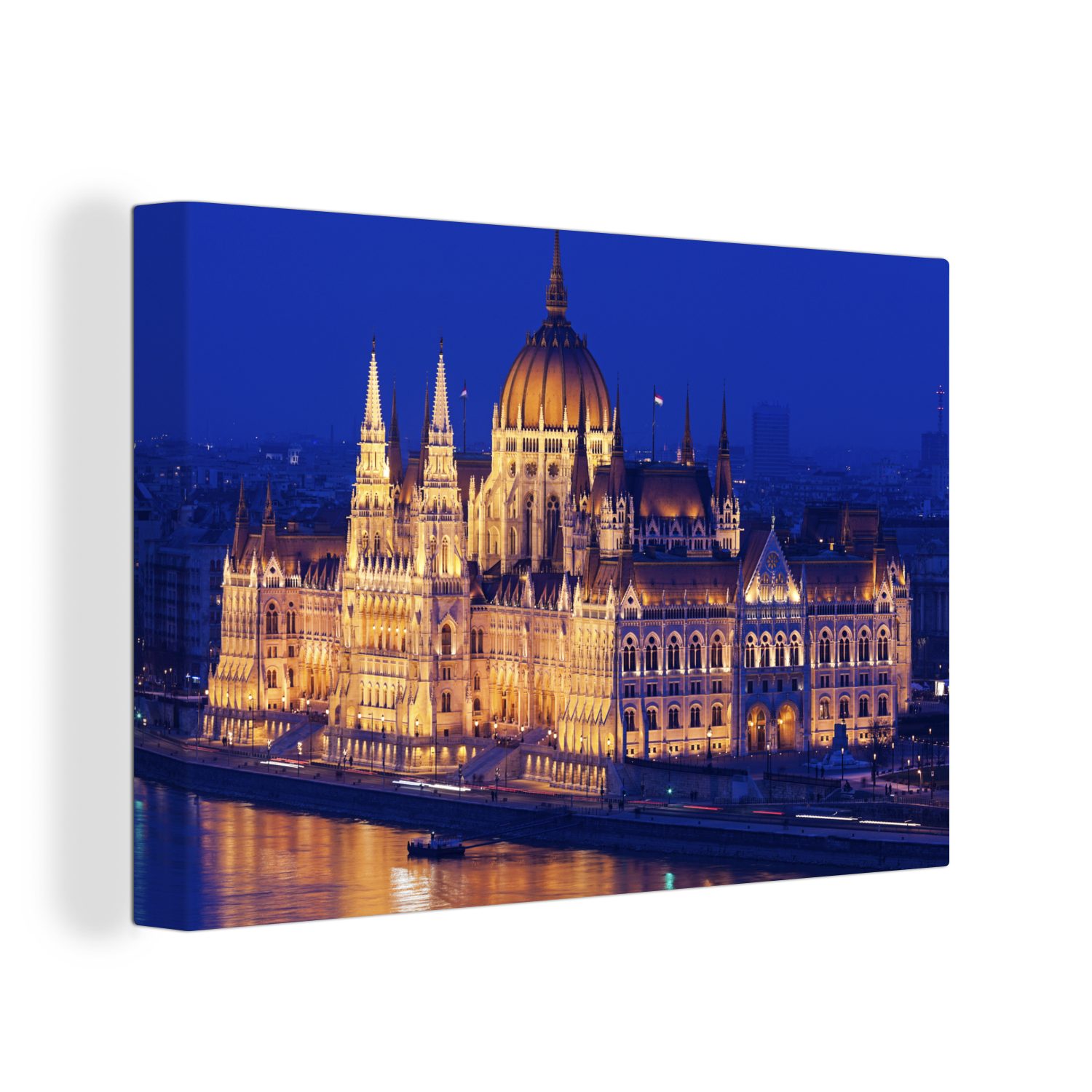 Parlamentsgebäude - Leinwandbild 30x20 Budapest Aufhängefertig, Licht, - (1 St), Leinwandbilder, Wanddeko, Wandbild cm OneMillionCanvasses®
