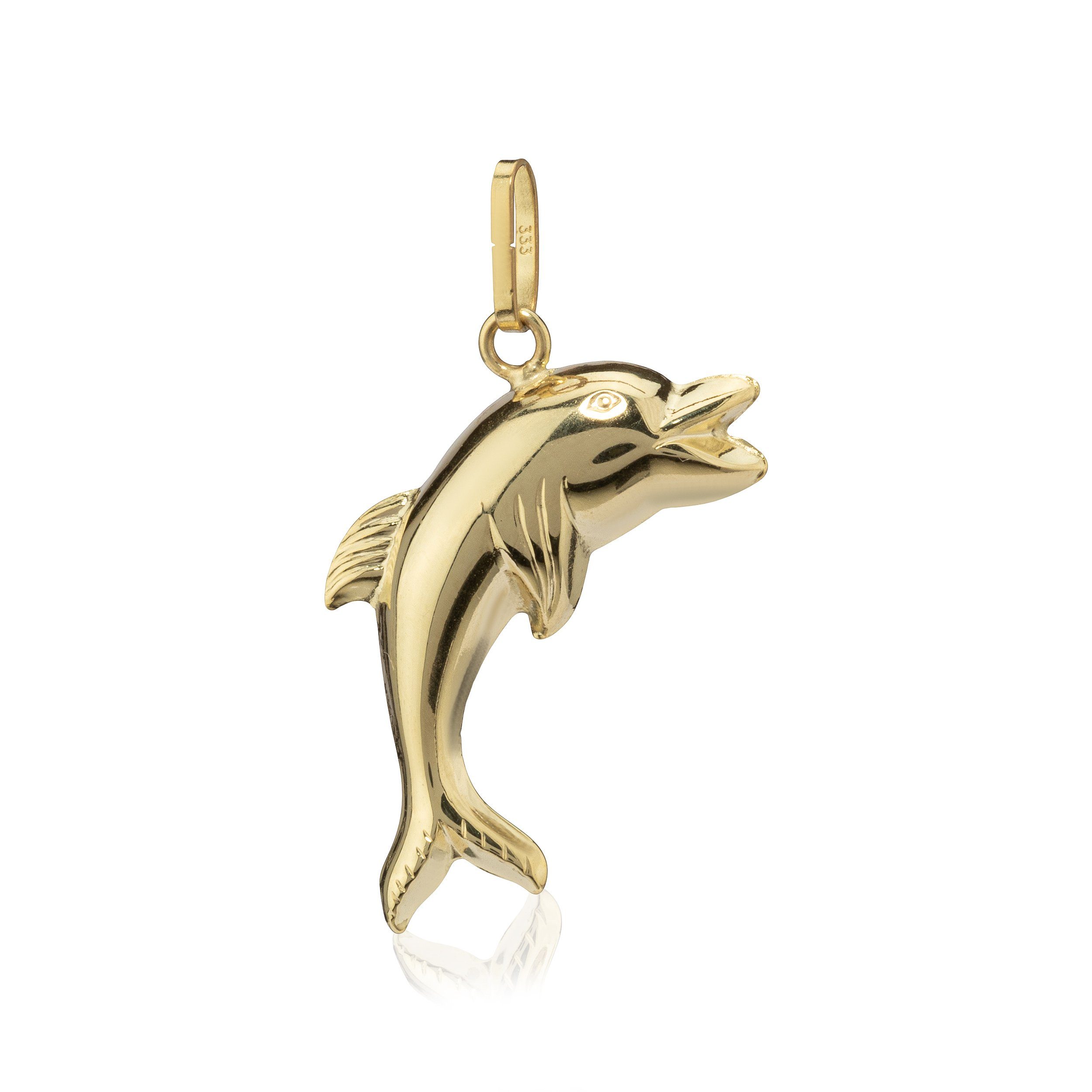 NKlaus Kettenanhänger Beidseitig Delfin Kettenanhänger 333 Gelb Gold 8 K