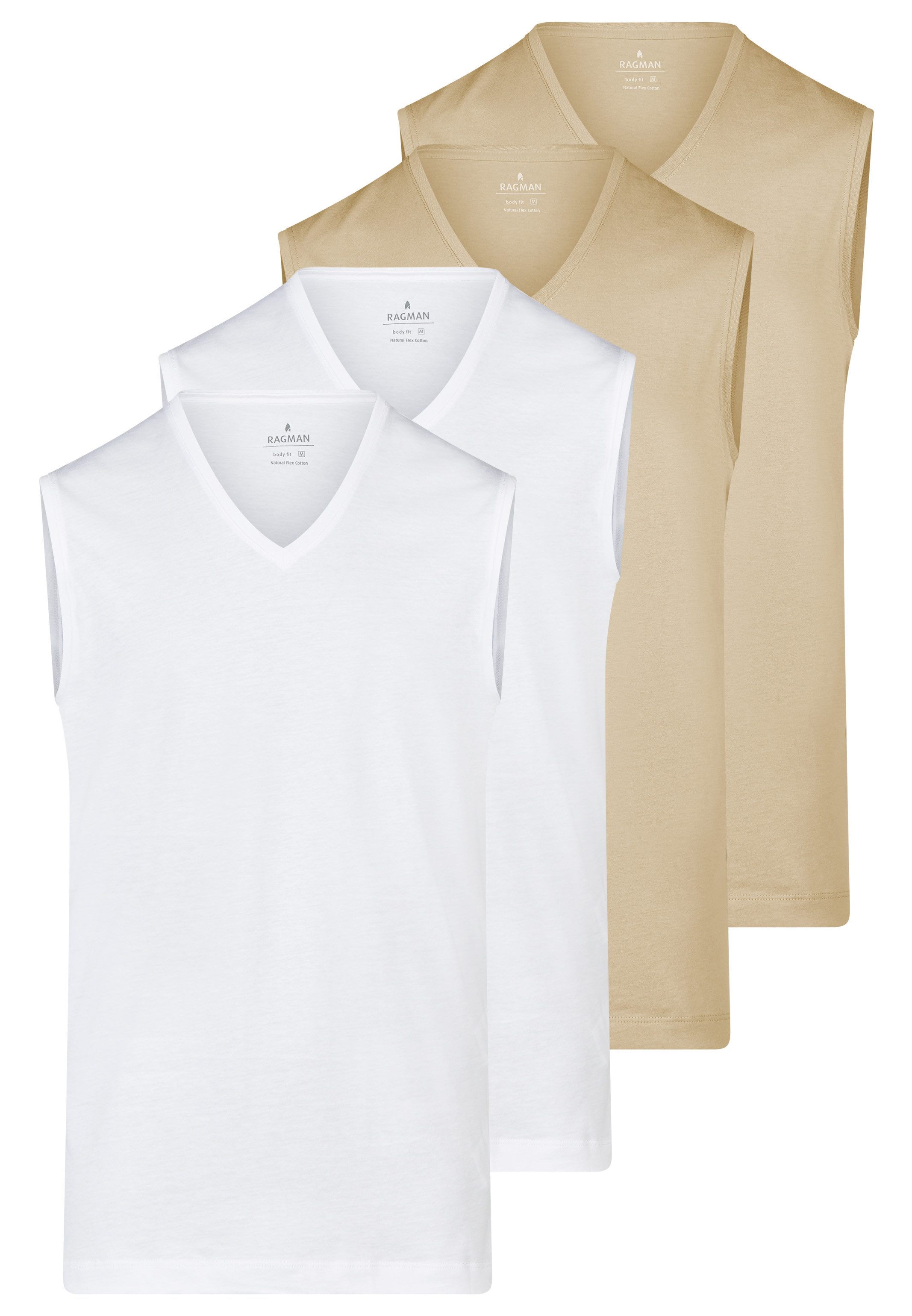RAGMAN Unterhemd 4er Pack Basic (Spar-Set, 4-St) Unterhemd / Tanktop - Baumwolle - Atmungsaktiv