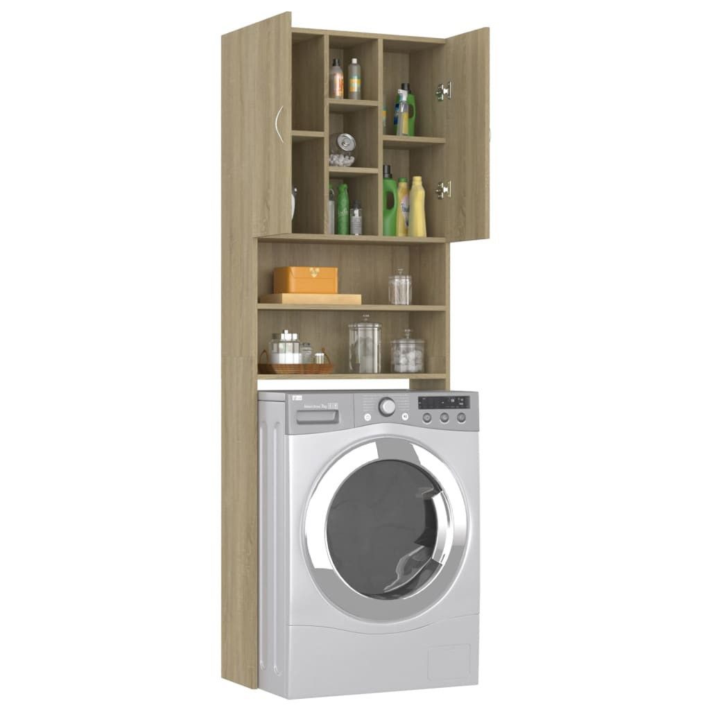 vidaXL Badregal NA Waschmaschinenschrank Sonoma Eiche 64x25,5x190 cm