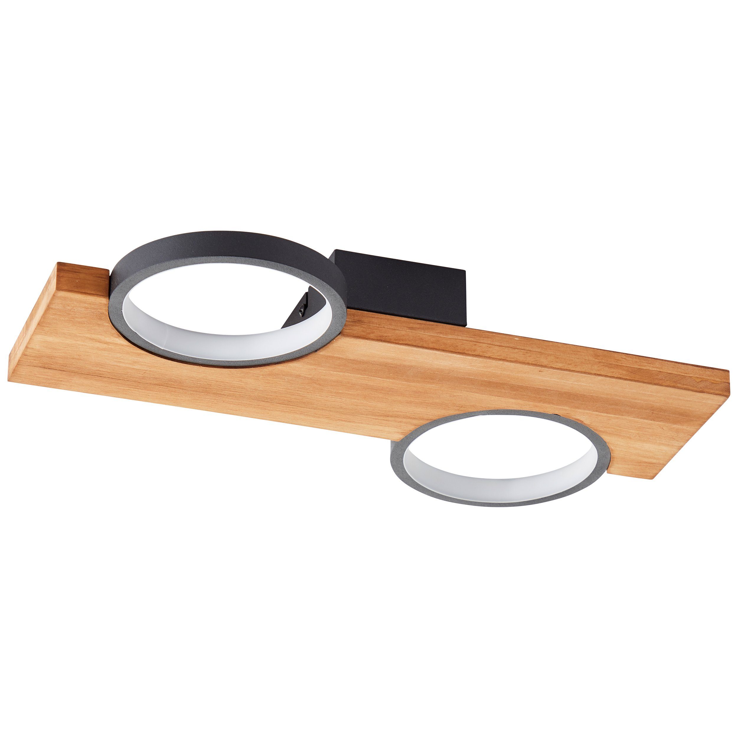 Brilliant LED Deckenleuchte Cheesy, LED fest integriert, Warmweiß, 40 x 25 cm, 1400lm, 3000K, Holz/Metall, natur/schwarz
