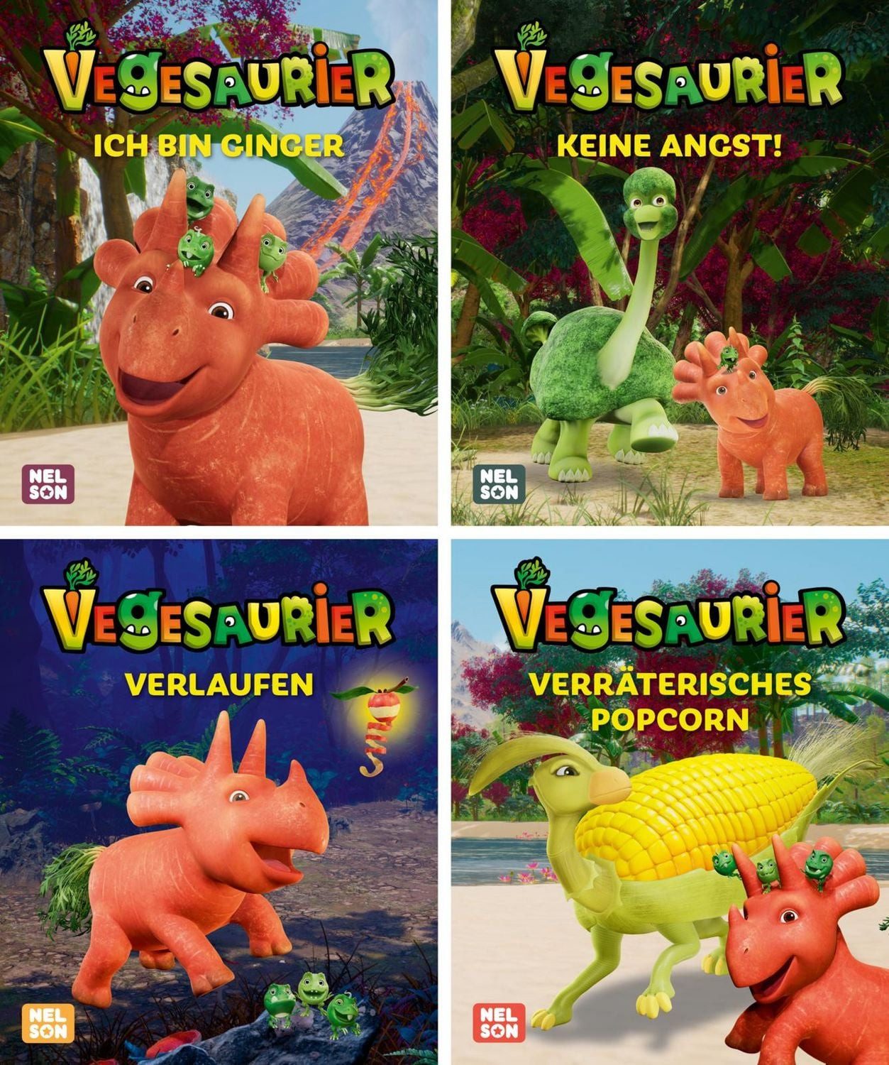 Nelson Mini-Bücher: 4er Vegesaurier 1-4 / diverse, 4 Mini-Bücher im Set