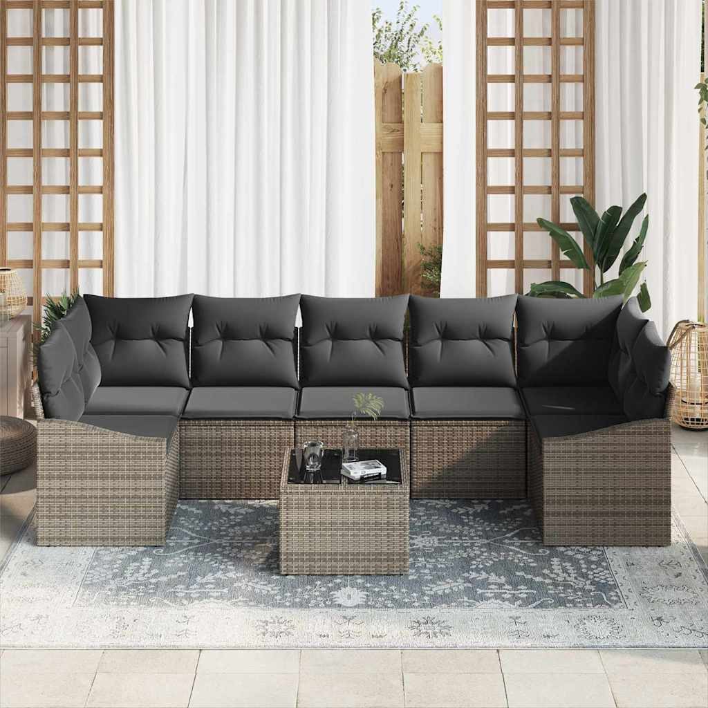 vidaXL Loungesofa Sofa Set mit Kissen mit Kissen Grau 55 x 55 x 37 cm Poly Rattan