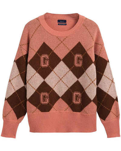 Gant Strickpullover Rundhals-Pullover mit Argyle-Muster