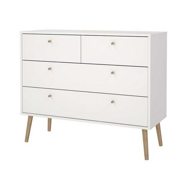 Home affaire Kommode Bodo, Aufbewahrung, Schubladenschrank, Sideboard, 4 Schubladen, Beine und Griffe aus Echtholz, Breite 99 cm