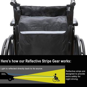 SOTOR Laufradtasche Rollstuhltasche Hinten Wasserdic Rollstuhl Tasche Rollstuhl Rucksack (1-tlg), Aufbewahrungstasche mit reflektierenden Streifen für Rollstuhl Griffe