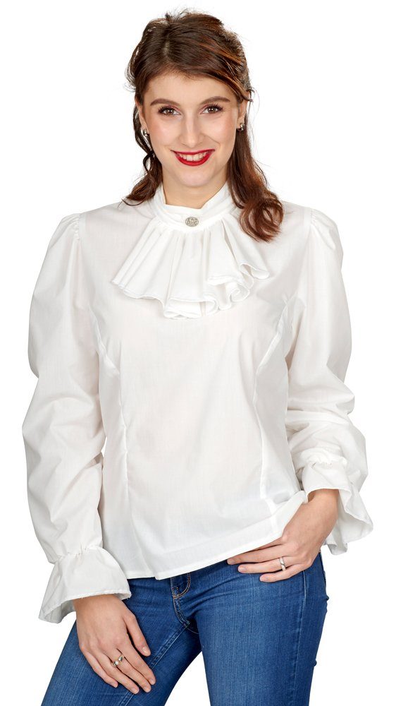 Kostüm Jabot-Bluse mit Rüschen für Damen - Ecru