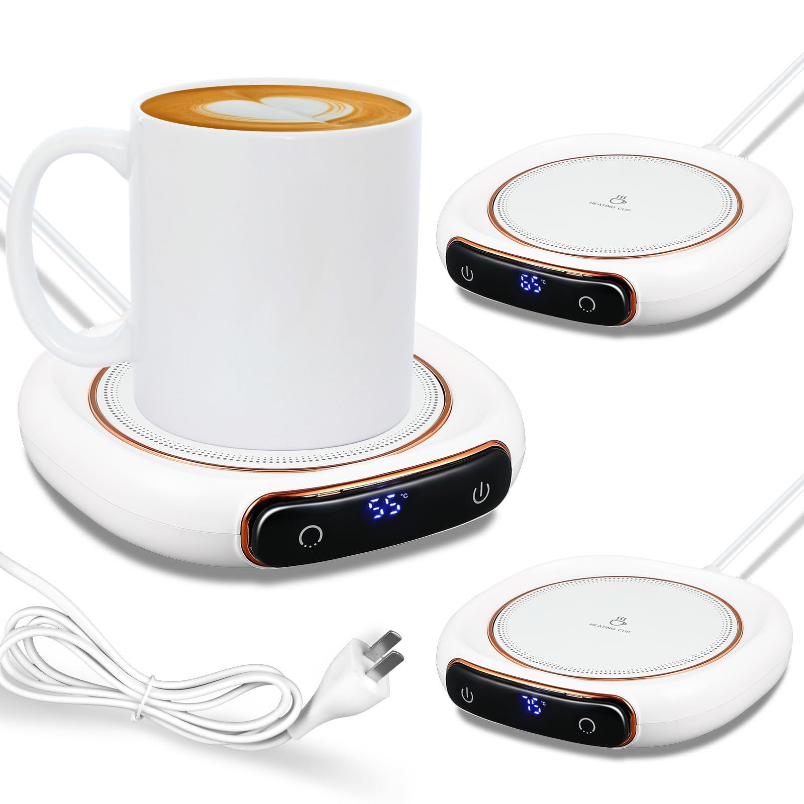 AURIVION Tassenwärmer Elektrischer Tassenwärmer mit 3 Temperatureinstellungen, Kaffeetassenwärmer Set mit Auto-Abschaltung für Getränke