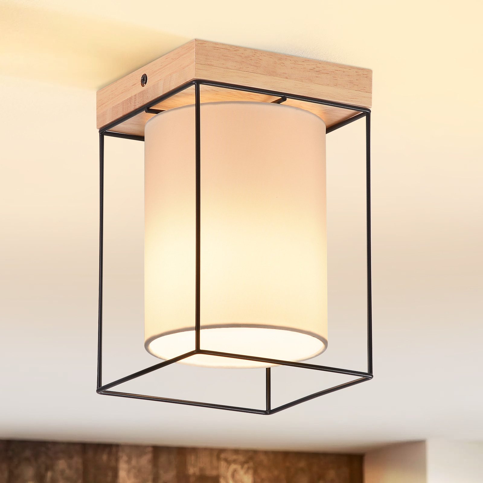 ZMH Deckenleuchte Wohnzimmer 1/2/3 Flammig E14 Vintage mit Stoff-Lampenschirm Industrial, ohne Leuchtmittel