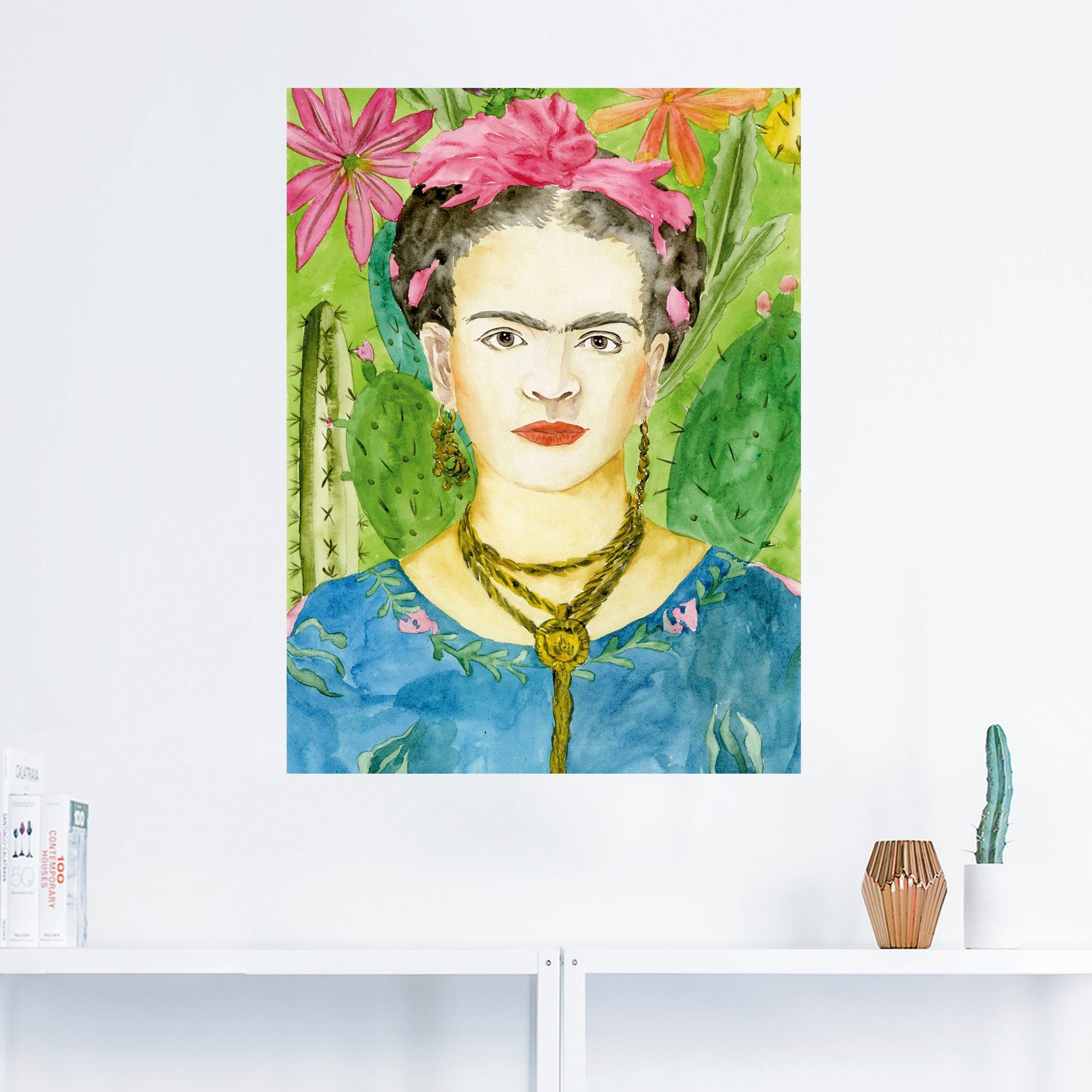 Wandaufkleber in (1 versch. Leinwandbild, Frida Größen Frauen von Artland Alubild, als Wandbild St), Kahlo II, oder Bilder Poster