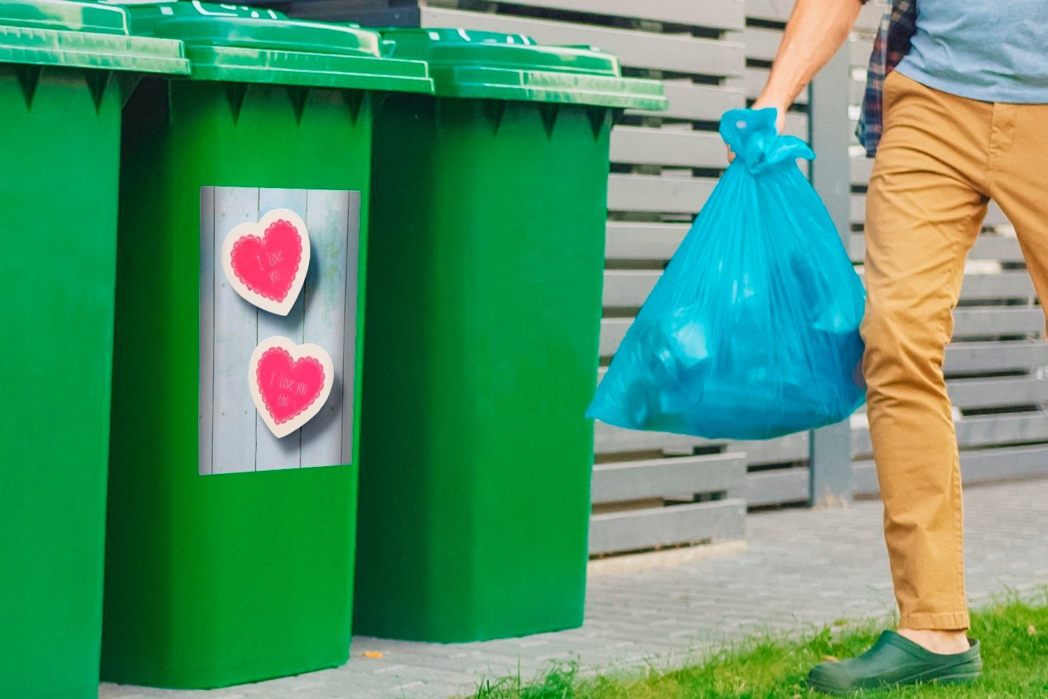 Ich Herzen Wandsticker liebe Mülleimer-aufkleber, Mülltonne, Abfalbehälter Sticker, in St), geschrieben dich den MuchoWow Container, (1