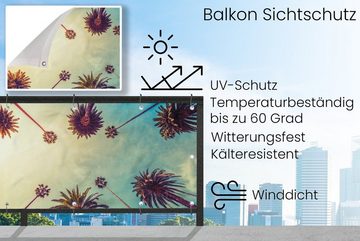 MuchoWow Balkonsichtschutz Palme - Himmel - Bäume - Sommer - Tropisch (1-St) Balkonbanner, Sichtschutz für den Balkon, Robustes und wetterfest