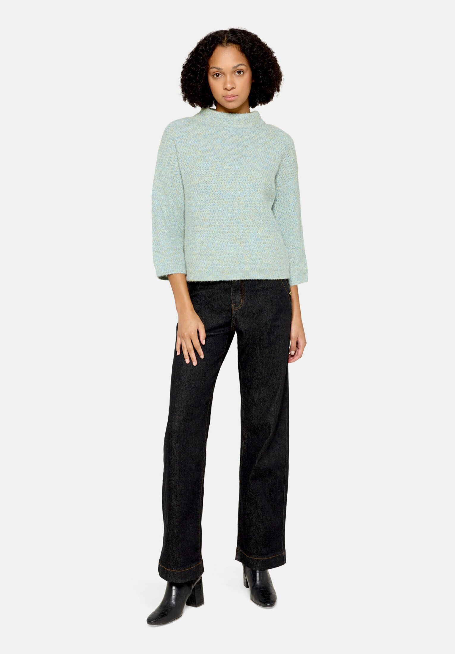 Cartoon Strickpullover Damen mit Stehkragen (1-tlg)