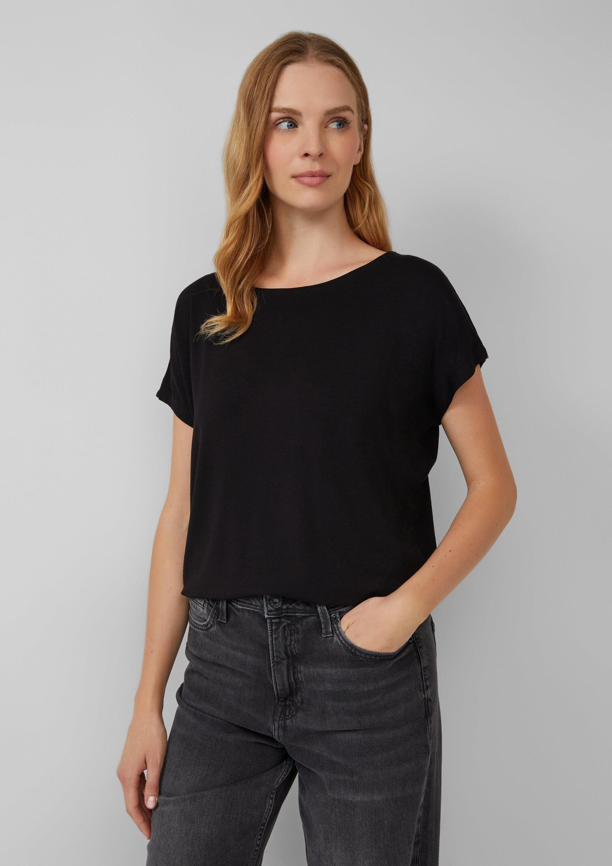 s.Oliver Kurzarmshirt T-Shirt Fließendes Jersey-Shirt mit überschnittenen S günstig online kaufen