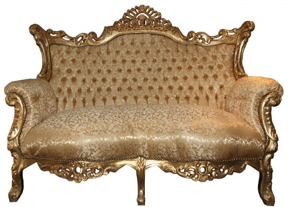 Lounge Muster Wohnzimmer Padrino Barock Sofa Möbel / Master 2er Couch 2-Sitzer Gold - Casa Gold