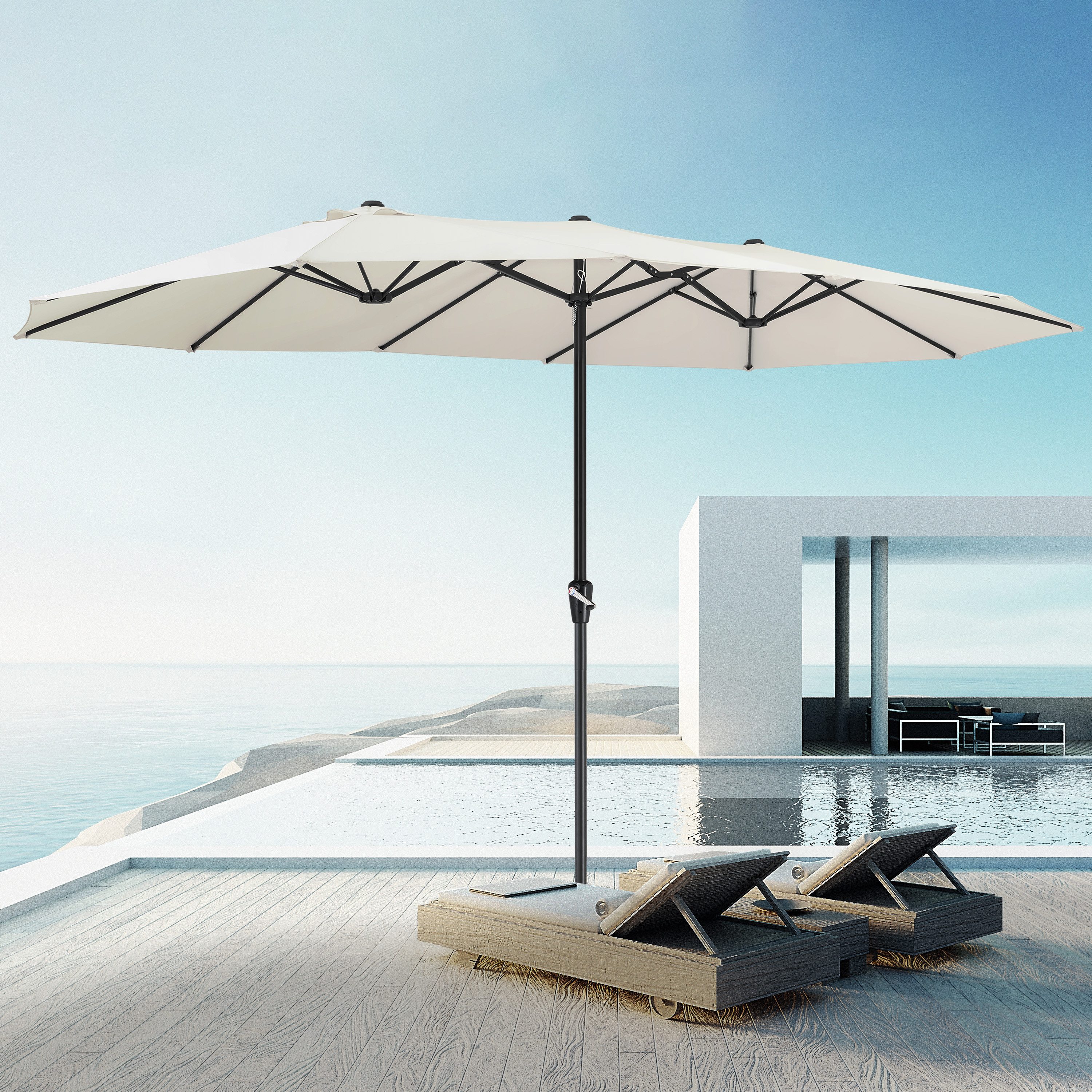 Kingsleeve Sonnenschirm, LxB: 460x270 cm, UV Schutz 80+ Schutzhülle XXL Aluminium Kurbel Wasserabweisend