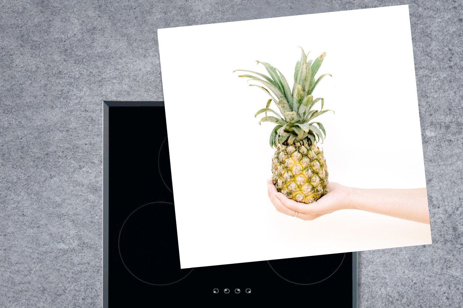 Tropisch 78x78 MuchoWow tlg), Arbeitsplatte cm, Vinyl, Ananas Herdblende-/Abdeckplatte - - Ceranfeldabdeckung, Gelb, (1 für küche