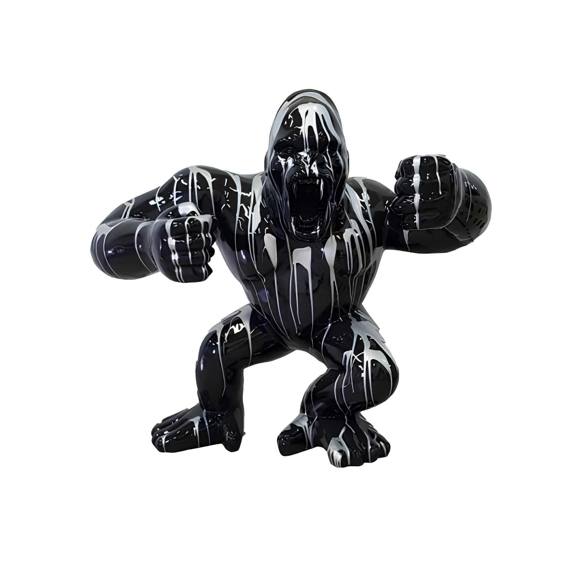 Xlmoebel Skulptur Moderne Gorilla-Figur aus wetterbeständigem Kunststoff in Schwarz (Skulptur A733B-70x80x40cm), Hergestellt in Europa
