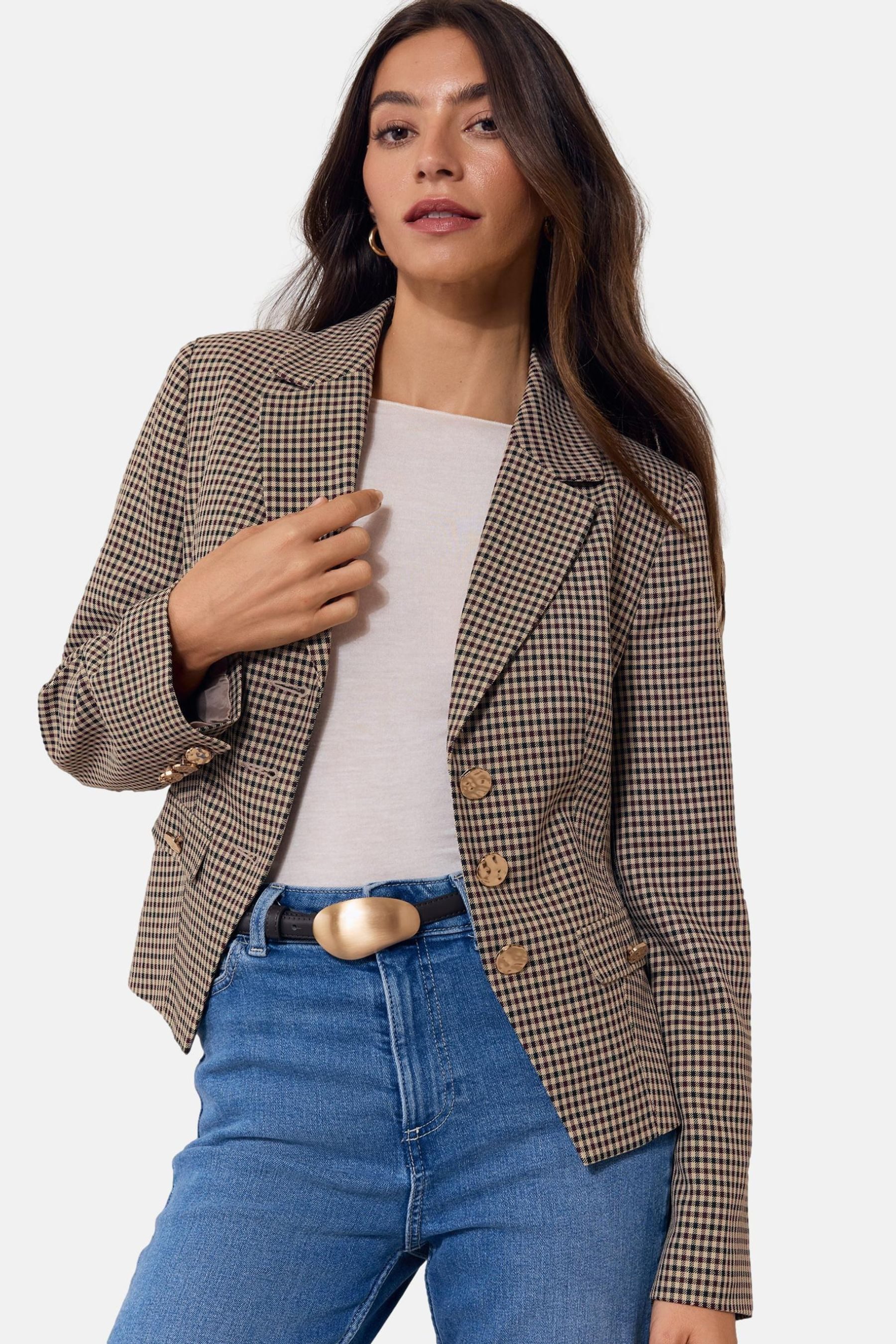 LIPSY Jackenblazer Lipsy Taillierter Blazer mit Karomuster (1-tlg)