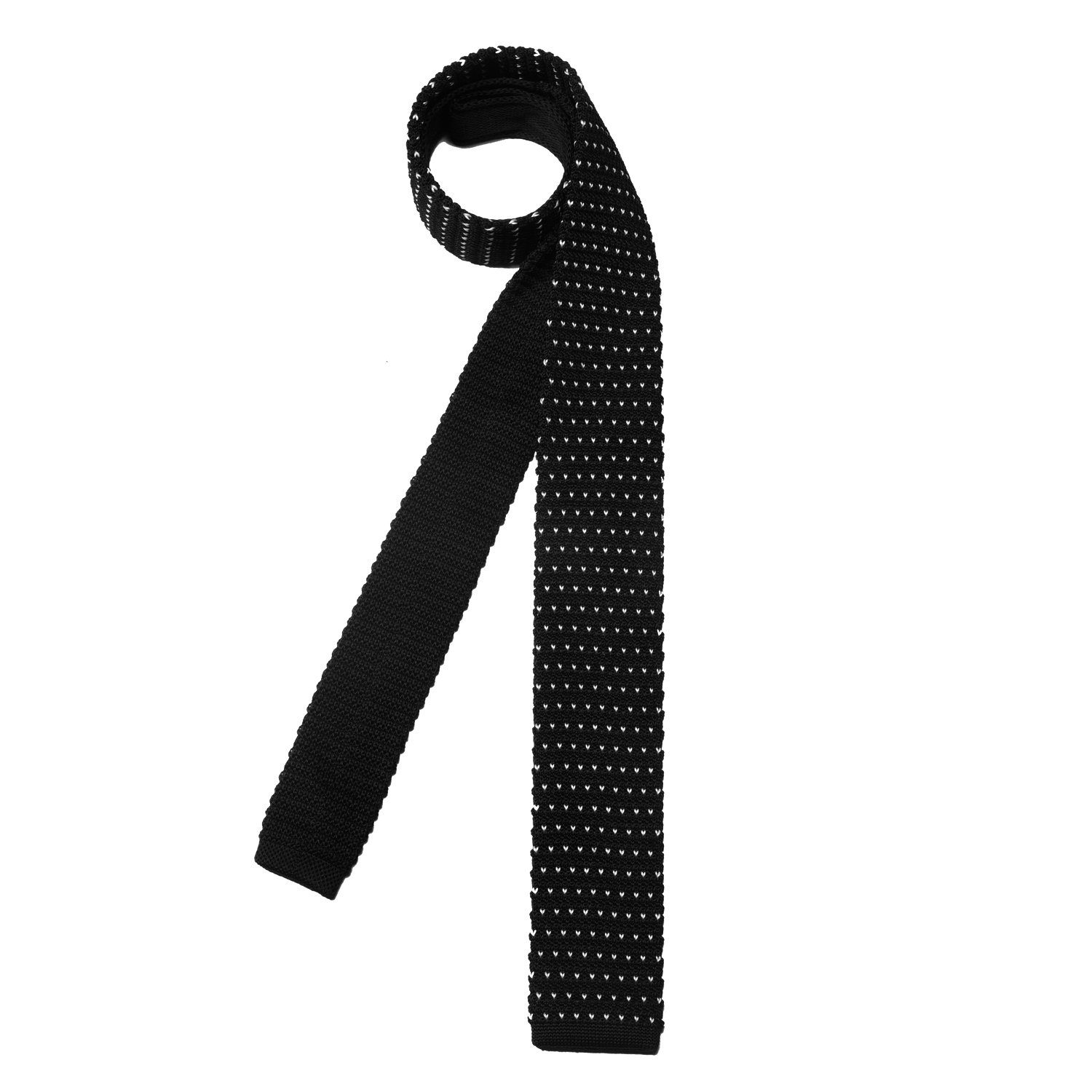 DonDon Krawatte 5 oder Veranstaltungen Strickkrawatte, Retro-Look, 1-St) (Packung, schmale schwarz-weiß Wollkrawatte cm festliche Krawatte für Büro