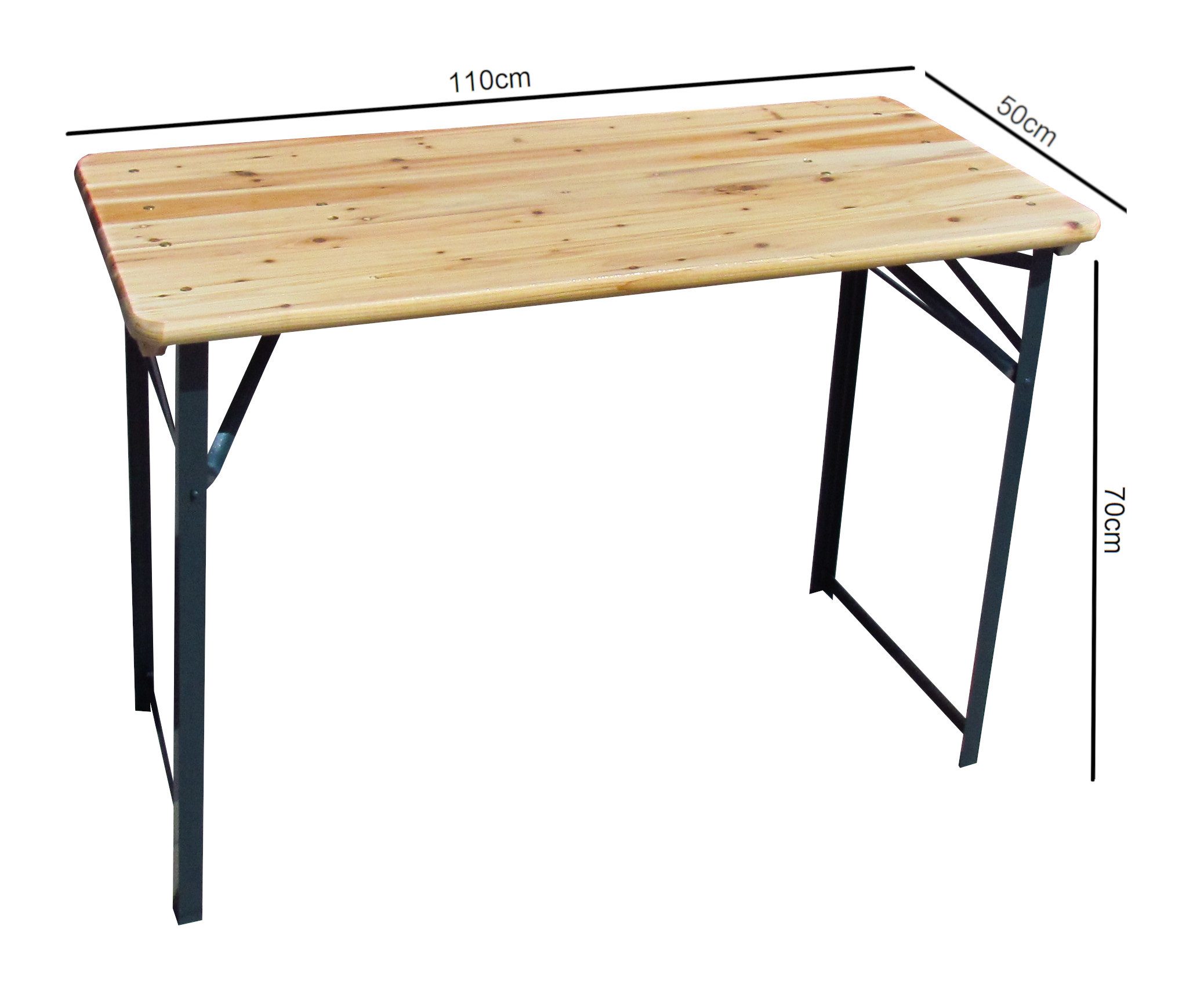steinwohn Bierzeltgarnitur 3-teilig 110cm lang, 1 x Tisch 2 x Bank, aus Holz mit lackiertem Stahlgestell