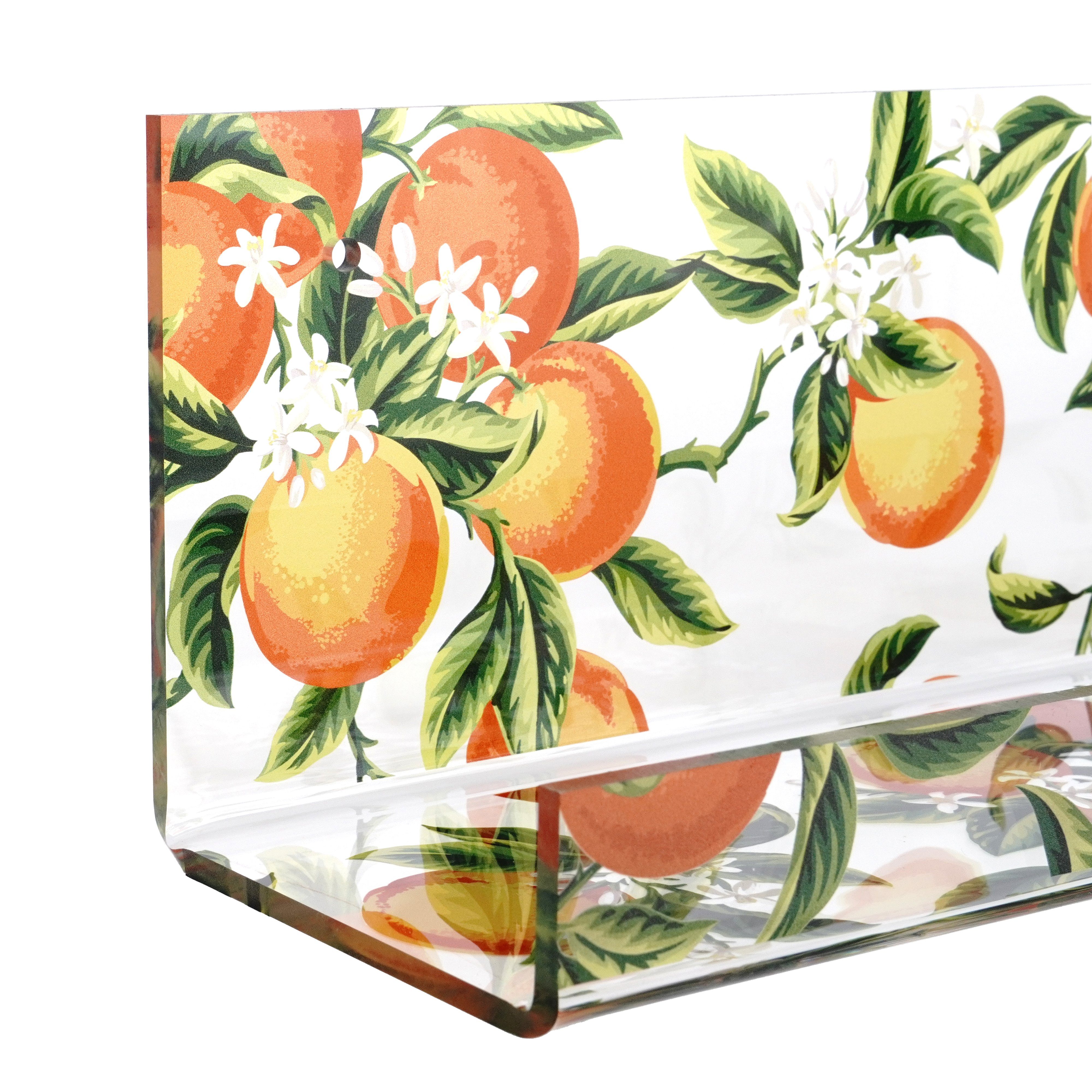 aus Gewürzboard Acrylglas Orangen Badezimmerablage bedruckt - - Inkl. Schrauben - - my - Dübel Gewürzhalter home & Küchenorganizer, 1-tlg., Acrylleiste
