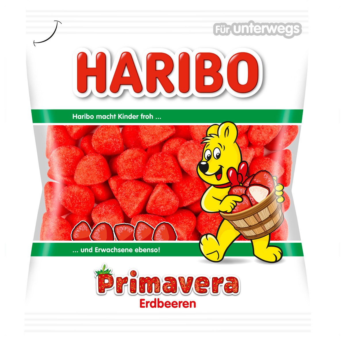 HARIBO Süßigkeit, Haribo Primavera Erdbeeren gezuckerte Schaumzucker Stücke 100g