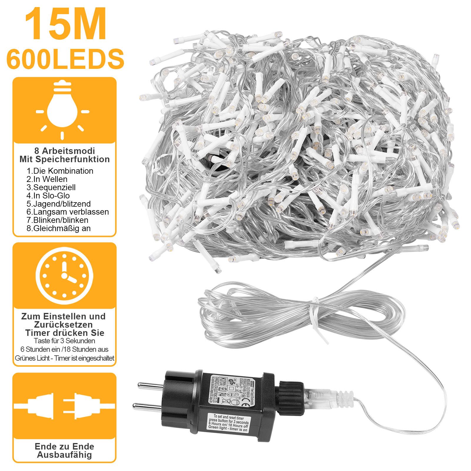 LMaxhome LED-Lichterkette Eisregen Lichterkette für Aussen Flashing Effekt günstig online kaufen