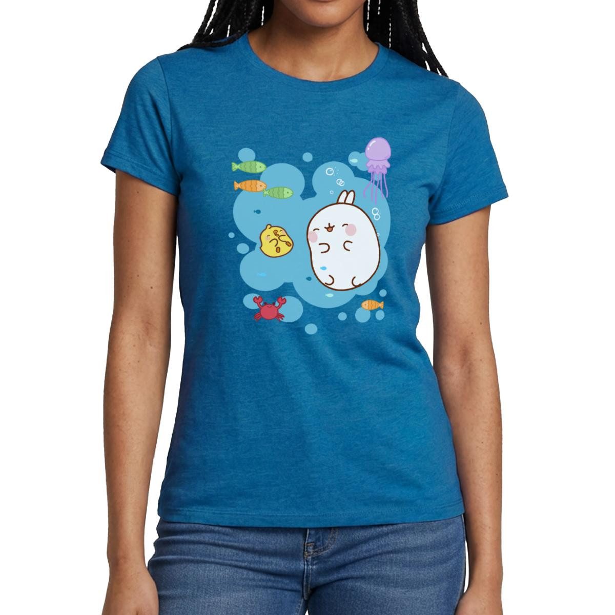 Spreadshirt T-Shirt Molang Piu Piu Meerestiere Abenteuer Meer Frauen T-Shirt (1-tlg)