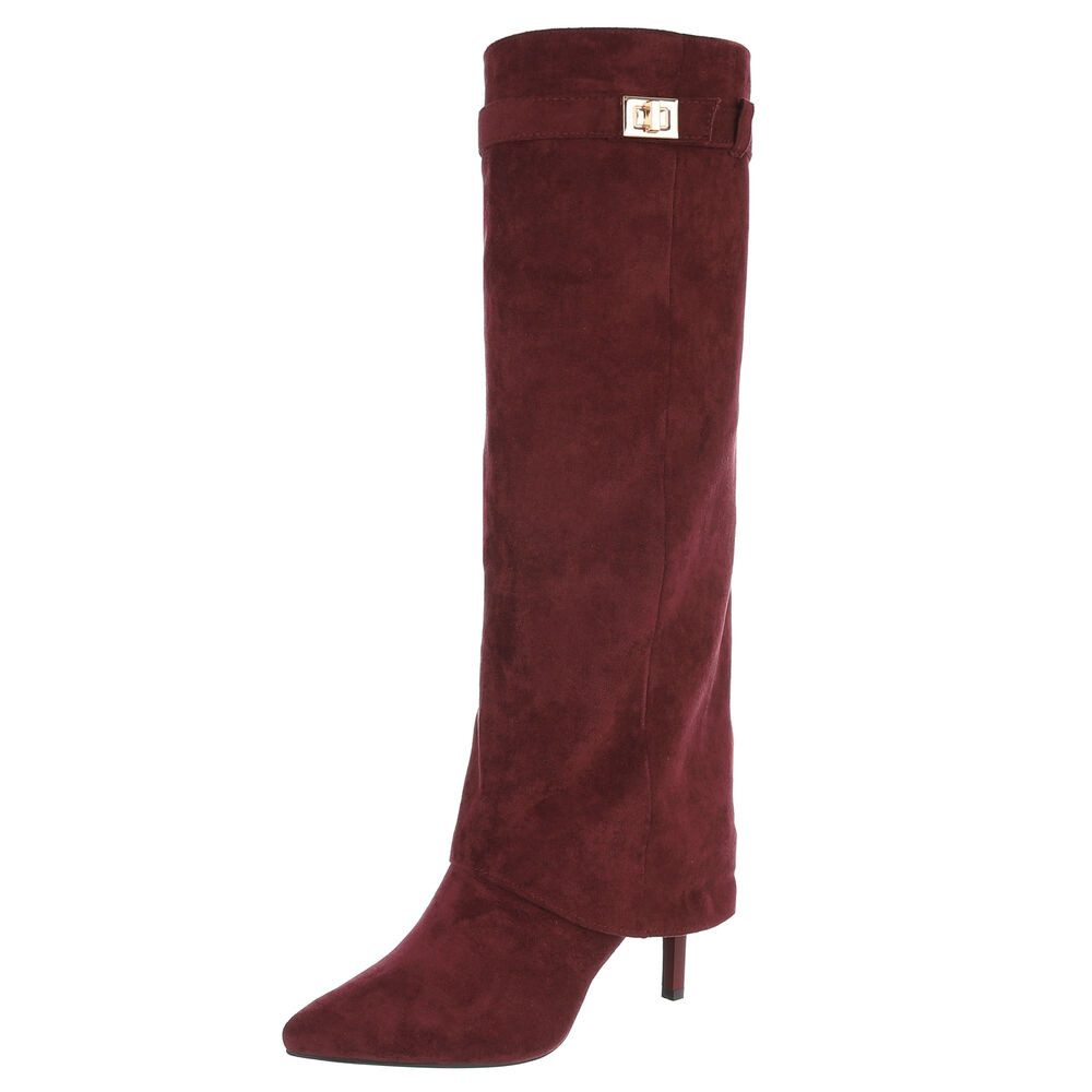 Damen Overknee Stiefel mit Absatz und Schmuckdetail High-Heel-Stiefel