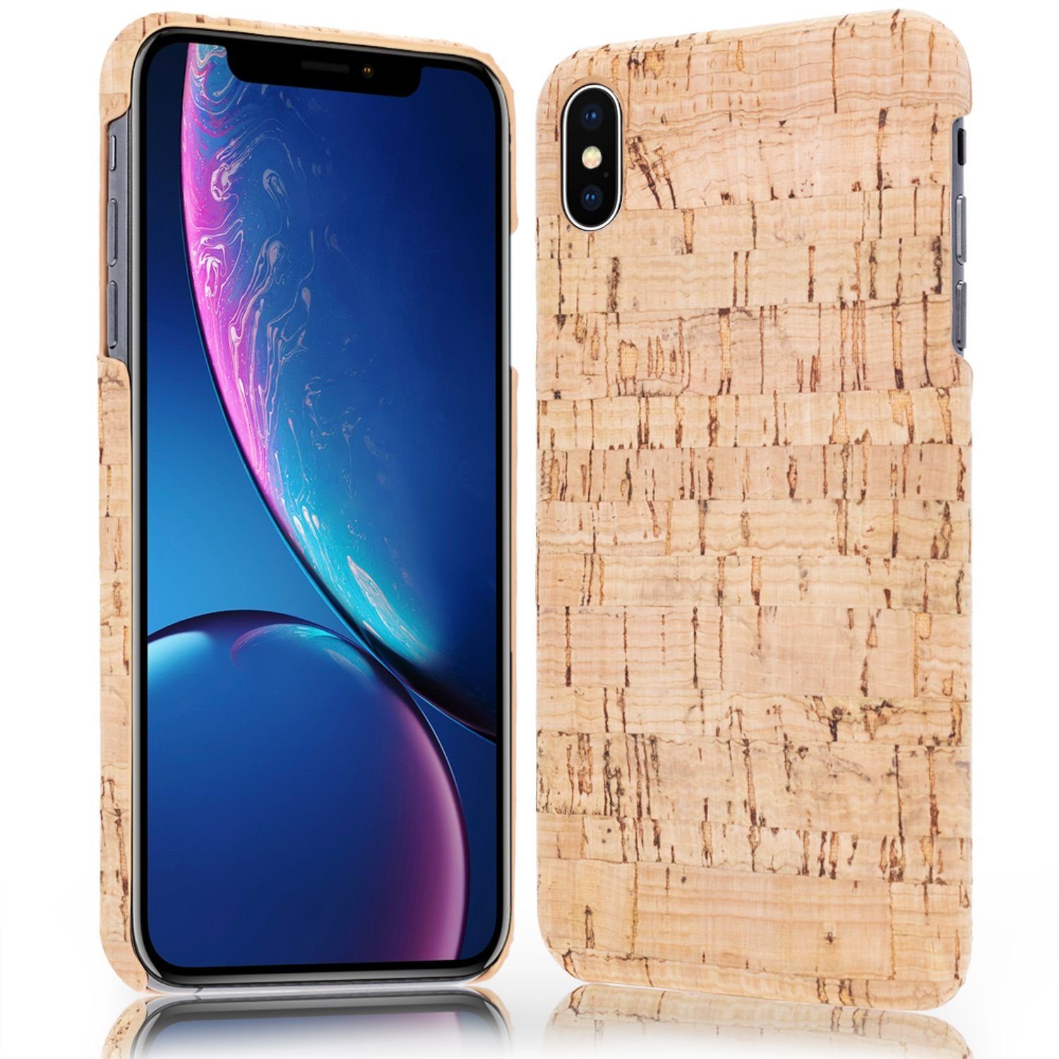 Nalia Smartphone-Hülle Apple iPhone X Apple iPhone XS, Kork Hülle / Hardcase mit Holz / Dünne Muster Schutzhülle / Slim Cover