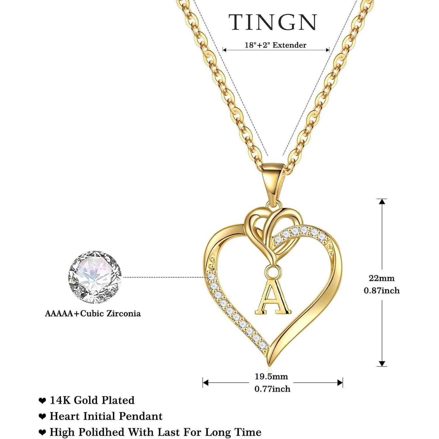 LuxusKollektion Herzkette Valentinstag Geschenke Frauen Kette Herz Halskette 14K Gold Zirkonia
