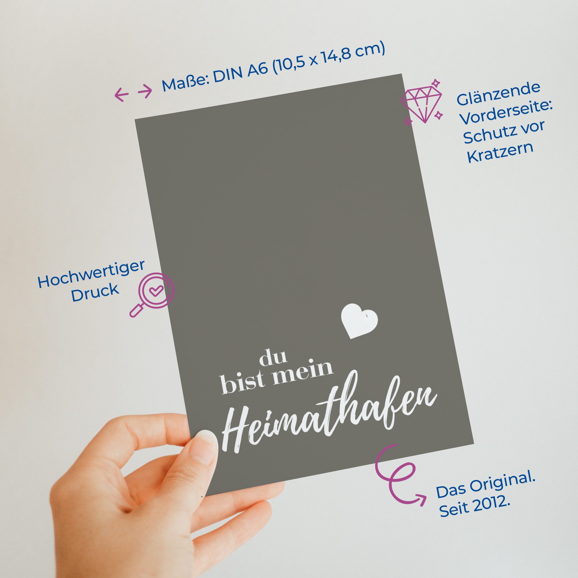 Deine Wörter Grußkarten Heimathafen Postkartenset, 5 Karten, DIN A6