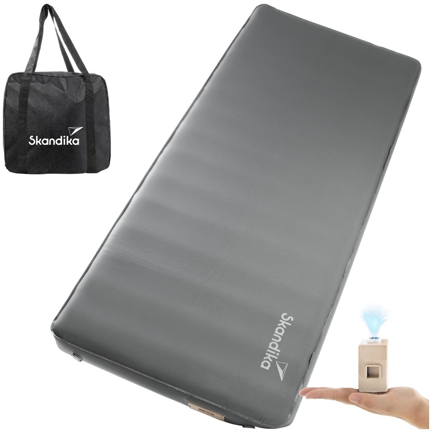 Skandika Isomatte Easy 3D Premium Flex, 1 Person, inklusive USB-Pumpe, Schaumstoff, Integrierte Pumpe, abnehmbar, wiederaufladbar, R-Wert: 12,3