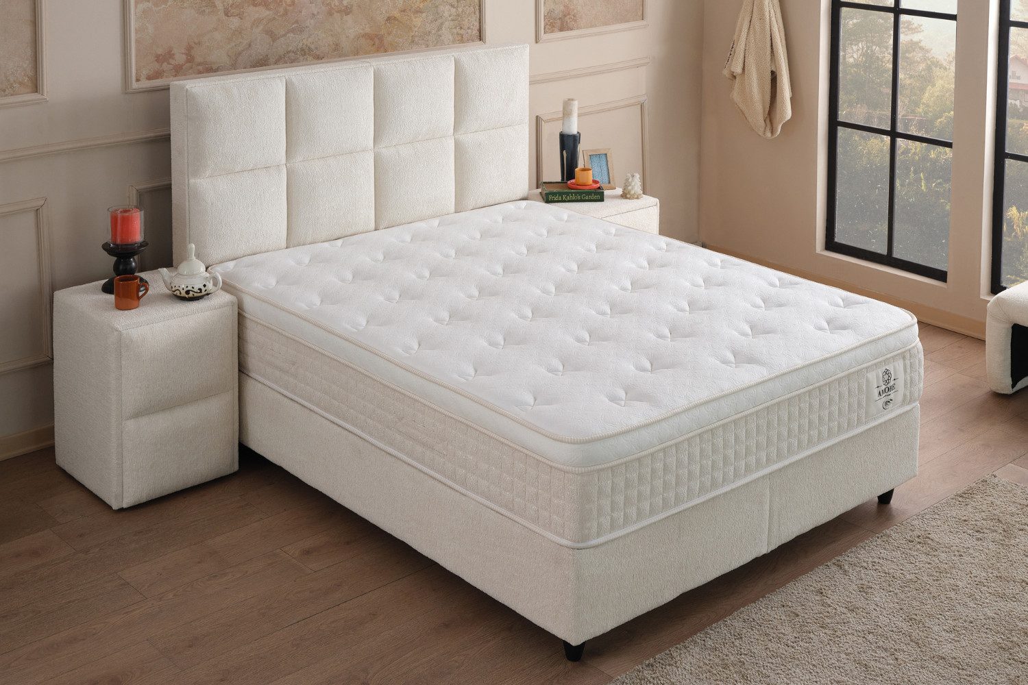 Pointhome Boxspringbett mit Matratze & Stauraum, Bett mit Bettkasten H3 (Boxspringbett 140 x 200 cm), 1 x H3 Mittelfest Matratze, 2 x Bettkasten, 1 x Bettkopfteil
