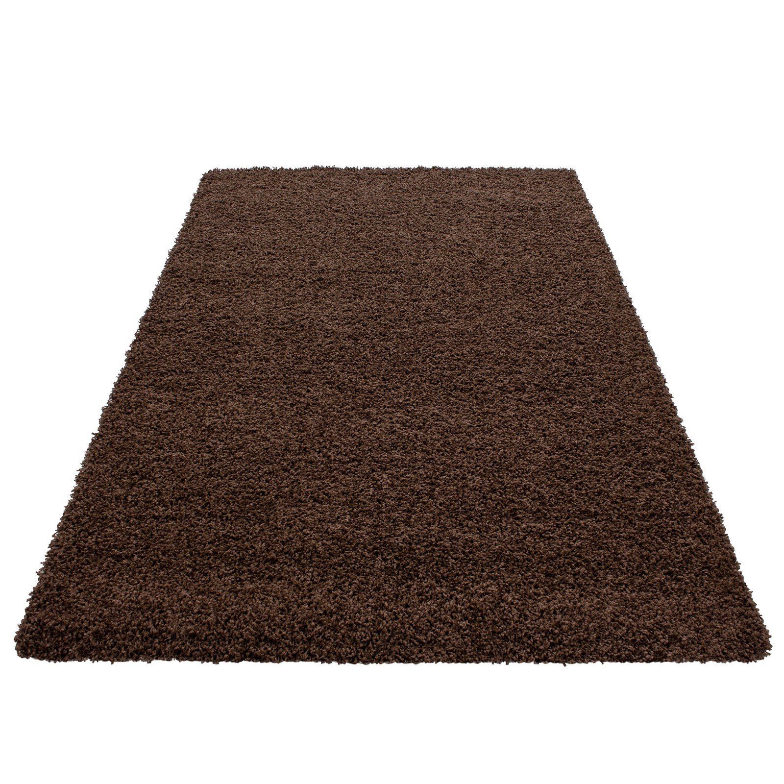 Braun Wohnzimmer Angeycasa Hochflor-Teppich Schlafzimmer meliert, Hochflorteppich Shaggy