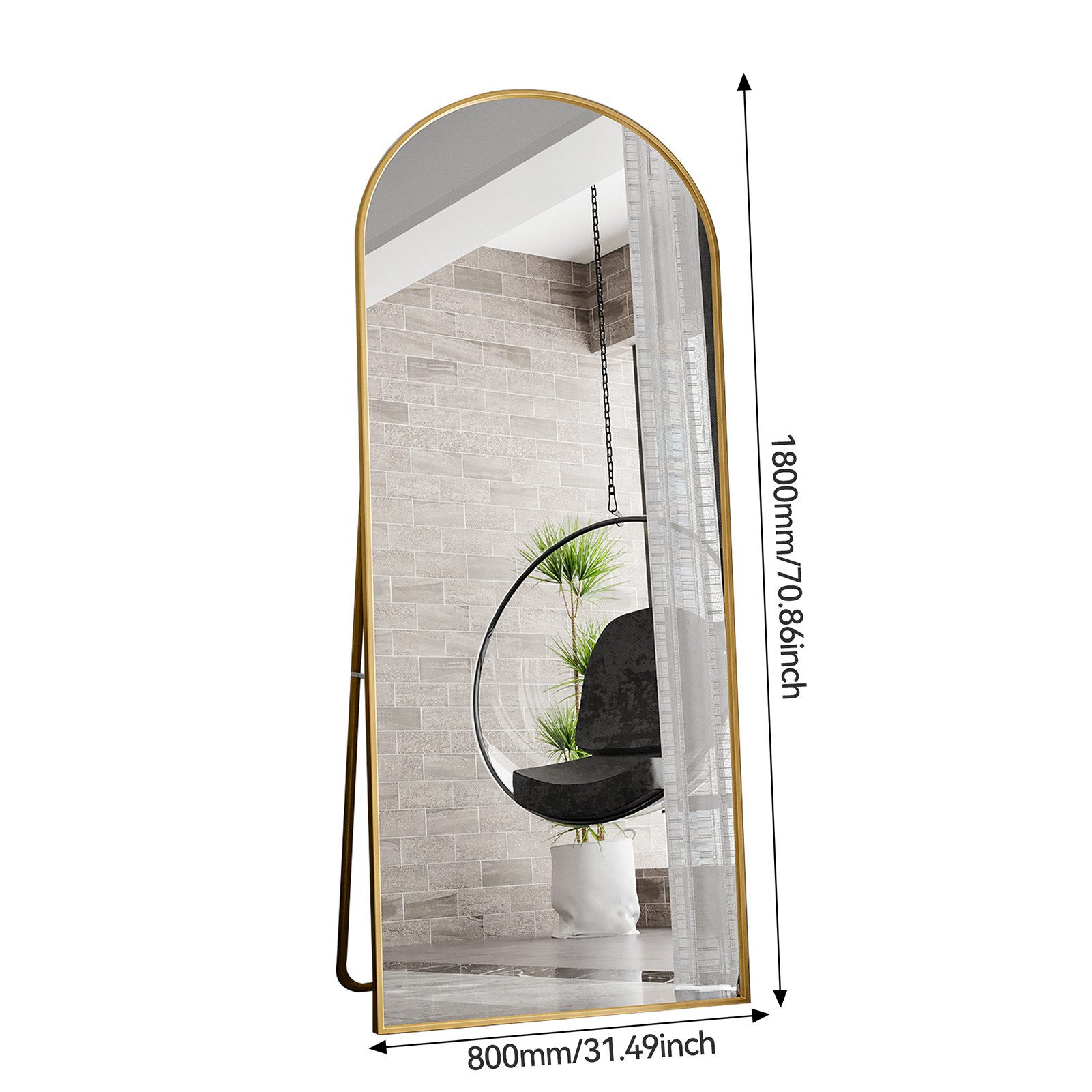 PXloue Ganzkörperspiegel Freistehender, gewölbter Standspiegel, Eleganter, modernes Design für jedes Zuhause